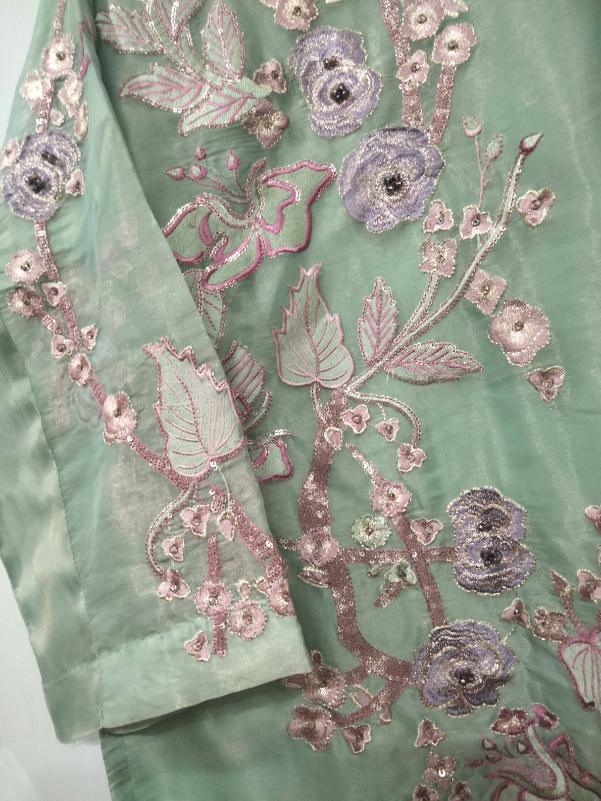 Mint Green Organza Kurta| Women Locally Made Formals | Medium | Worn Once