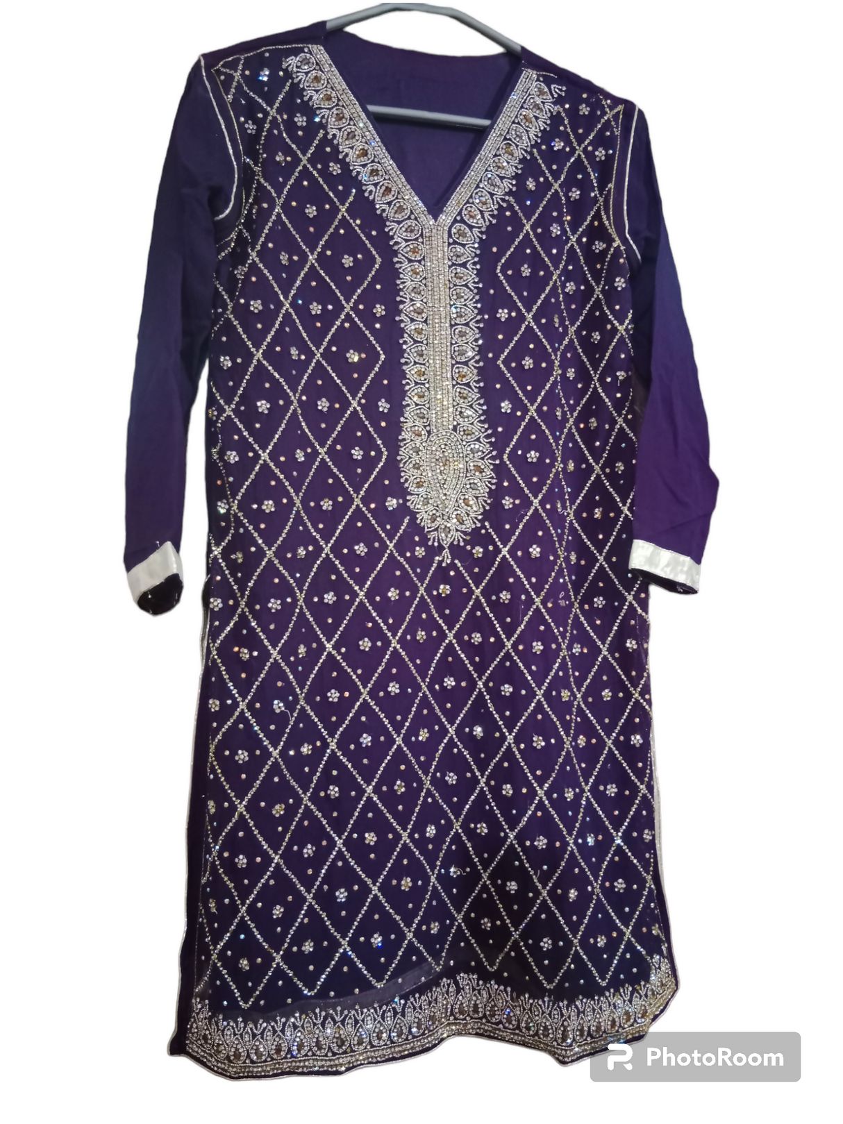 Purple Fancy Kurta with Plazo | Women Locally Made Formals | Medium | Preloved