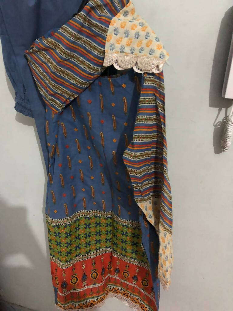 Gul Ahmed | Blue Self Stitched 2 Pc Suit | Women Branded Kurta | Medium | Preloved