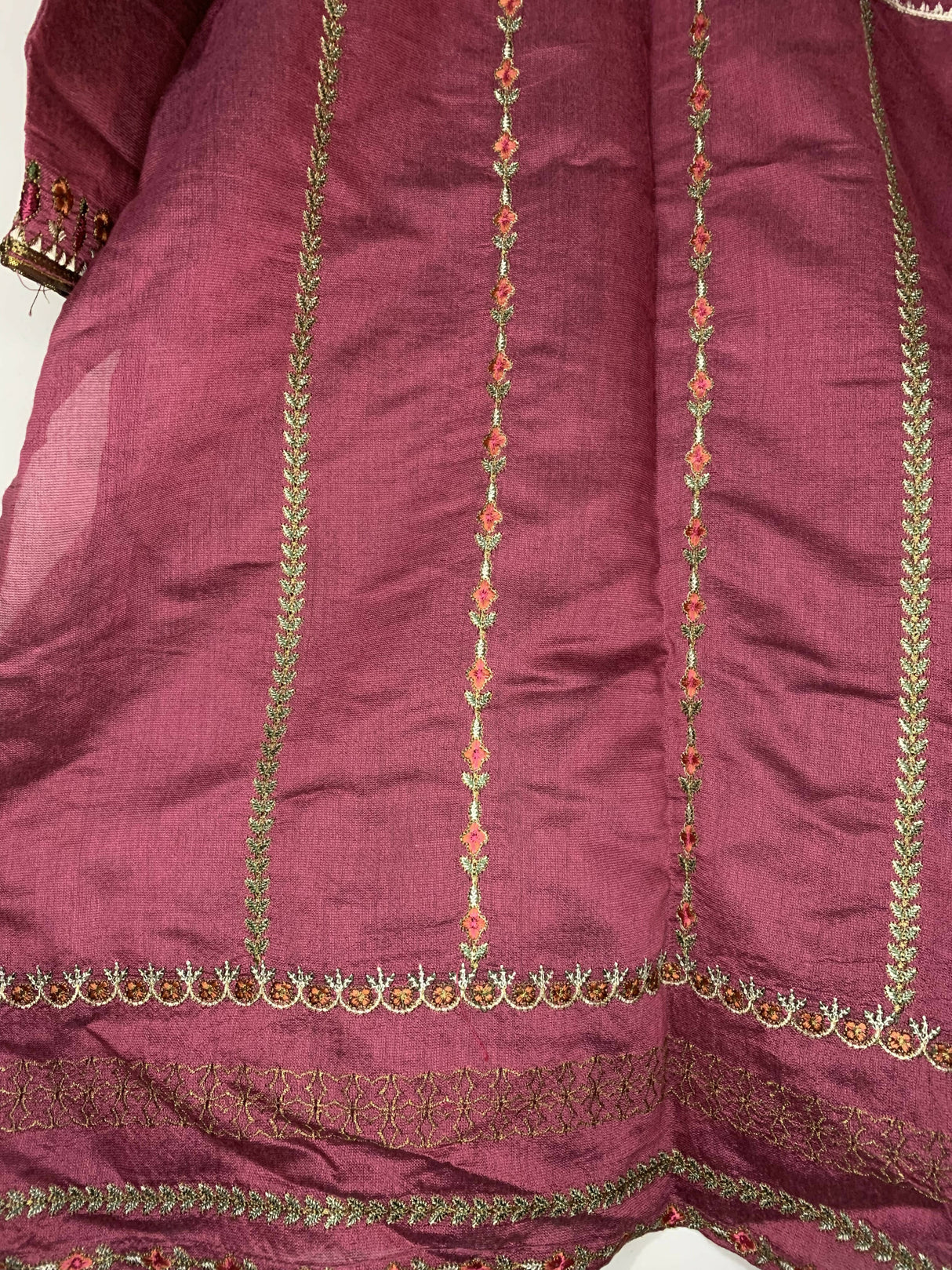 Nakoosh | Embroidered Raw Silk Kurta | Women Branded Kurta | Large | Worn Once