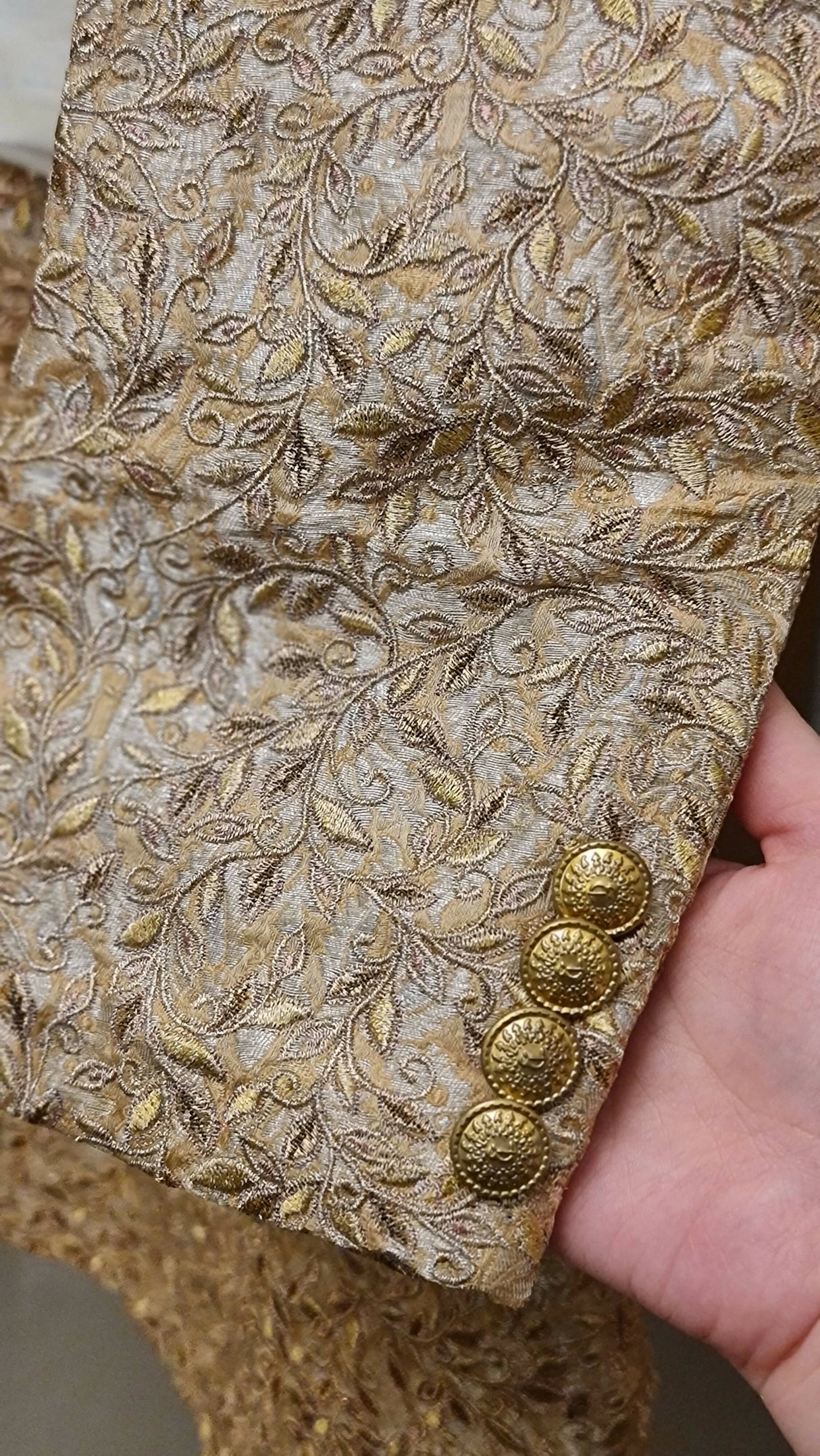 Amir Adnan | Beige Premium Sherwani | Men Shalwar Kameez | Large | Brand New with Tags