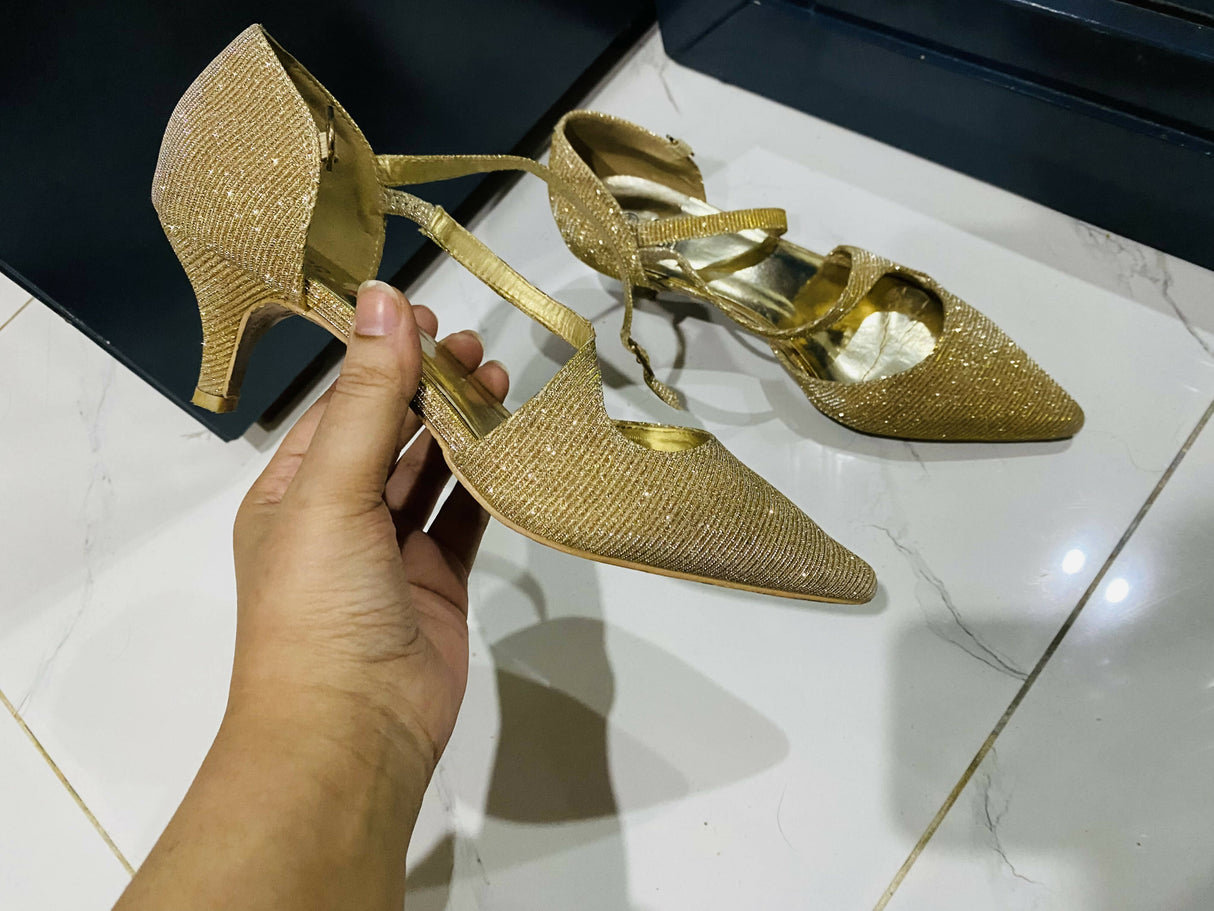 ECS | Golden Heels | Women Shoes | Size: 37 | Worn Once