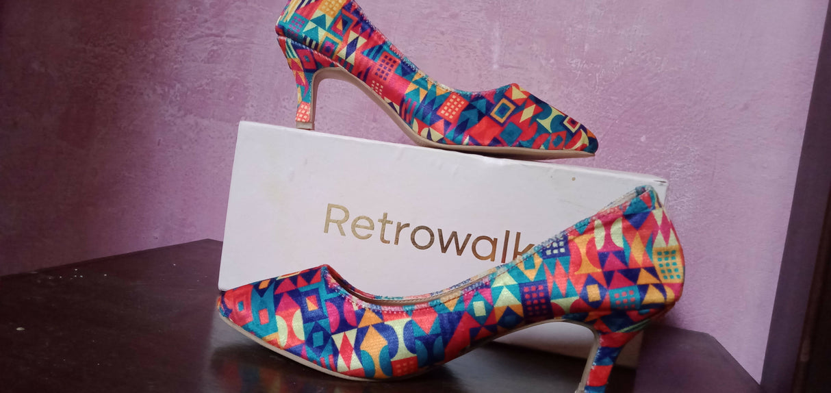 Retrowalk | Multicolor Girl Hill Heels | Women Shoes | Size:10 | Brand New