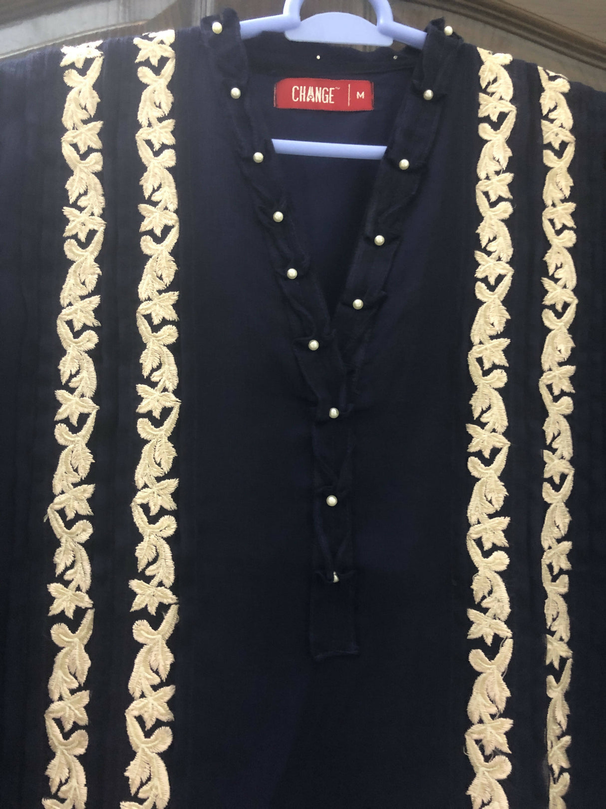 Change | Black Embroidered Kurta | Women Branded Formals | Medium | Preloved