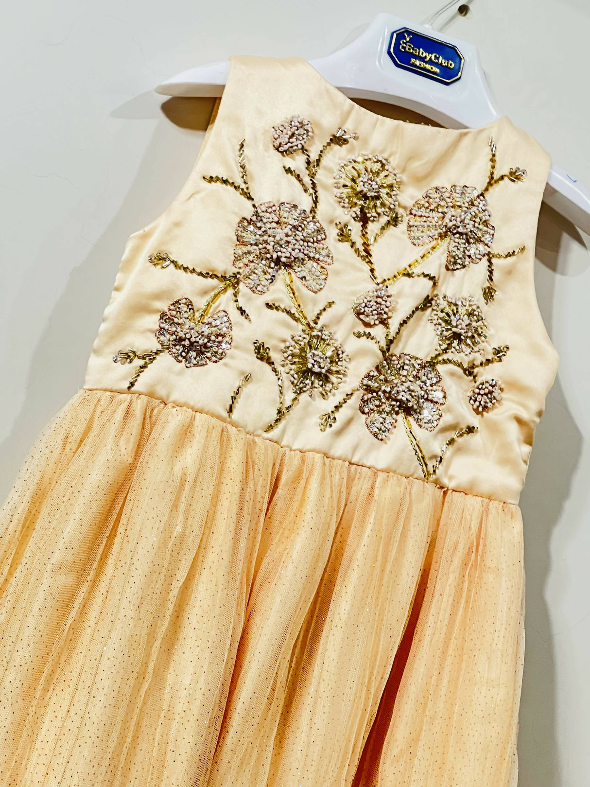 Minnie Minor | Beige Silk and Net Frock | Kids | Girls Skirts & Dresses | 18 to 24 Months |Preloved