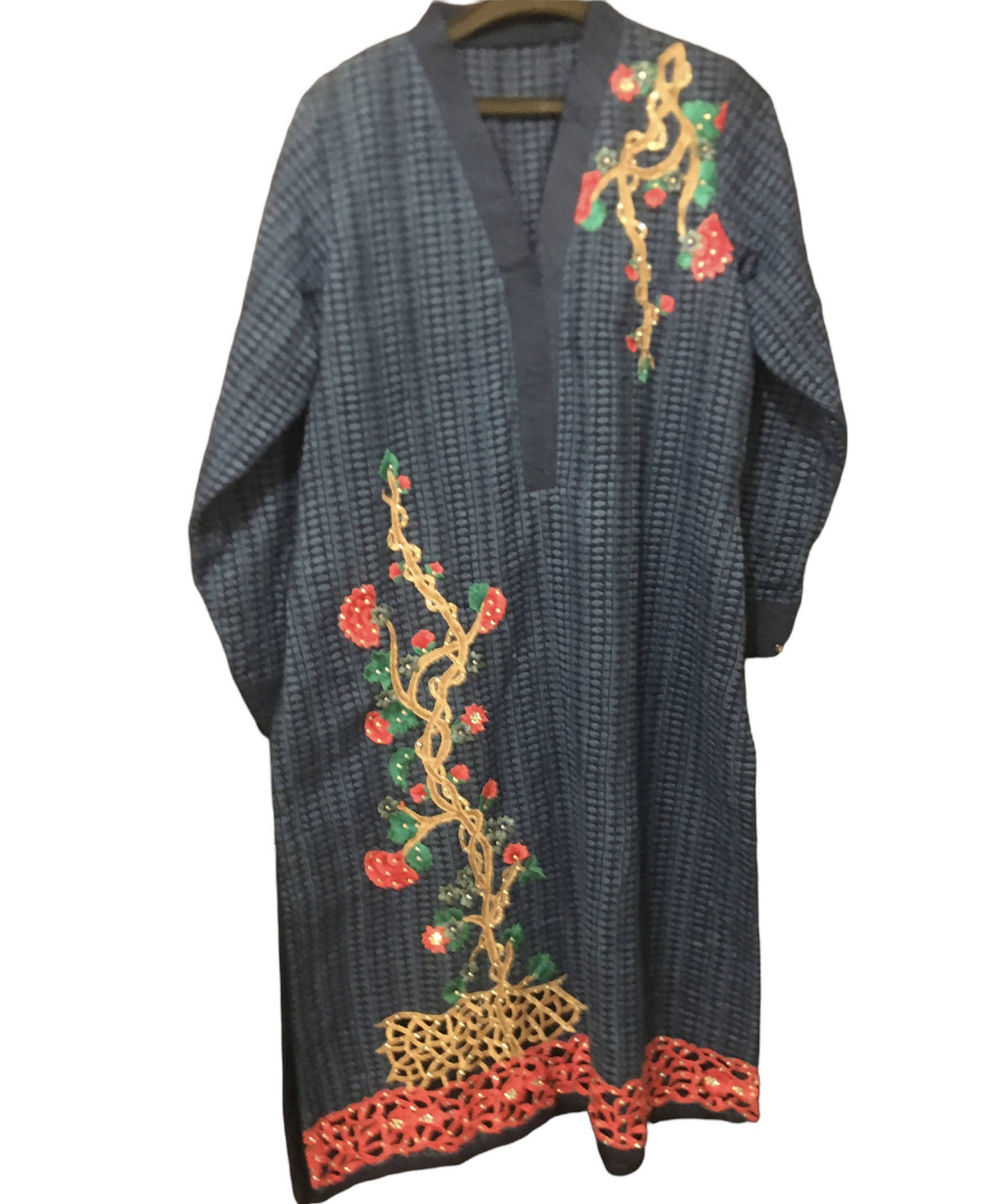 Beautiful Blue Net 2 PC Suit | Women Locally Made Formals | Medium | Preloved