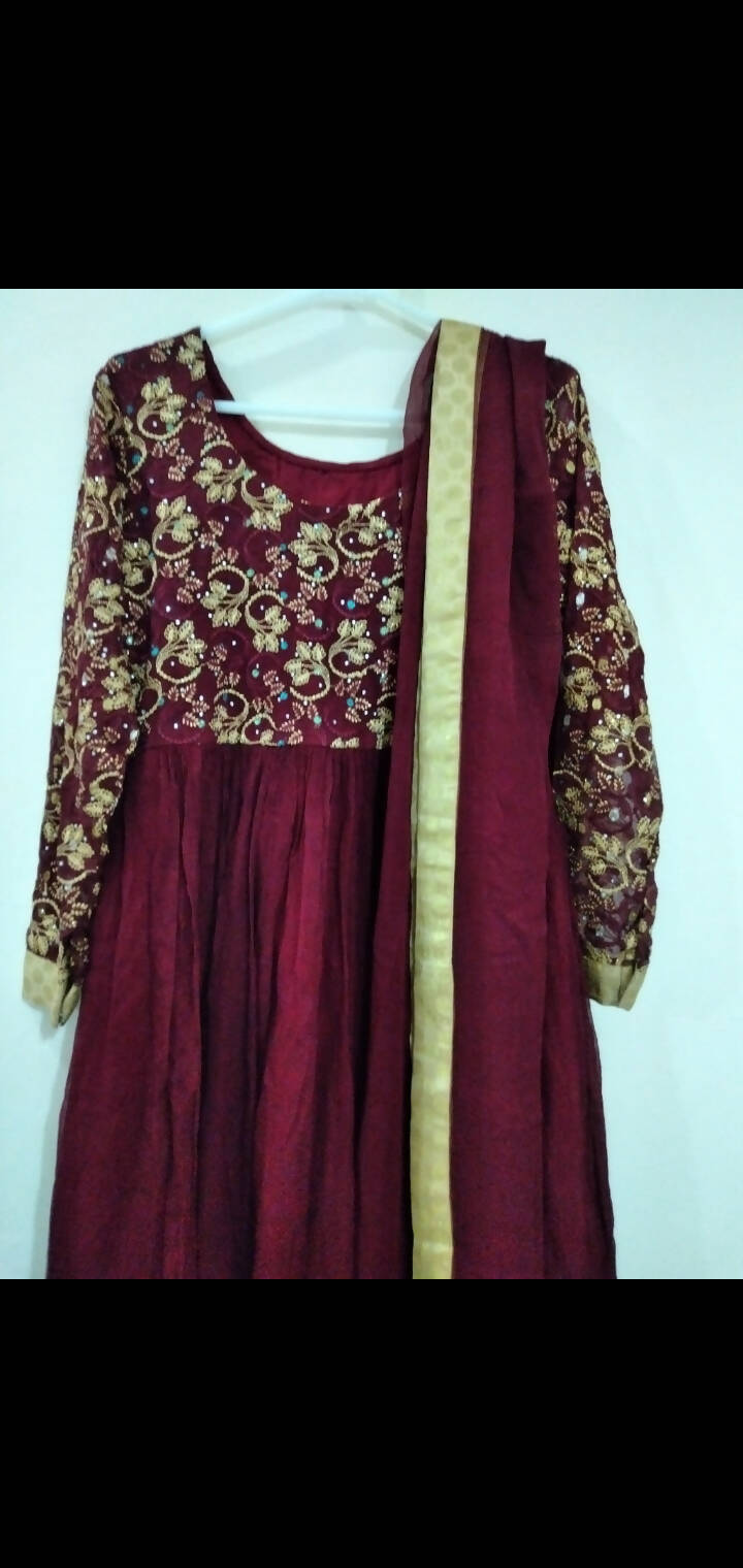 Maroon Frok | Women Locally Made Formals | Small | Preloved