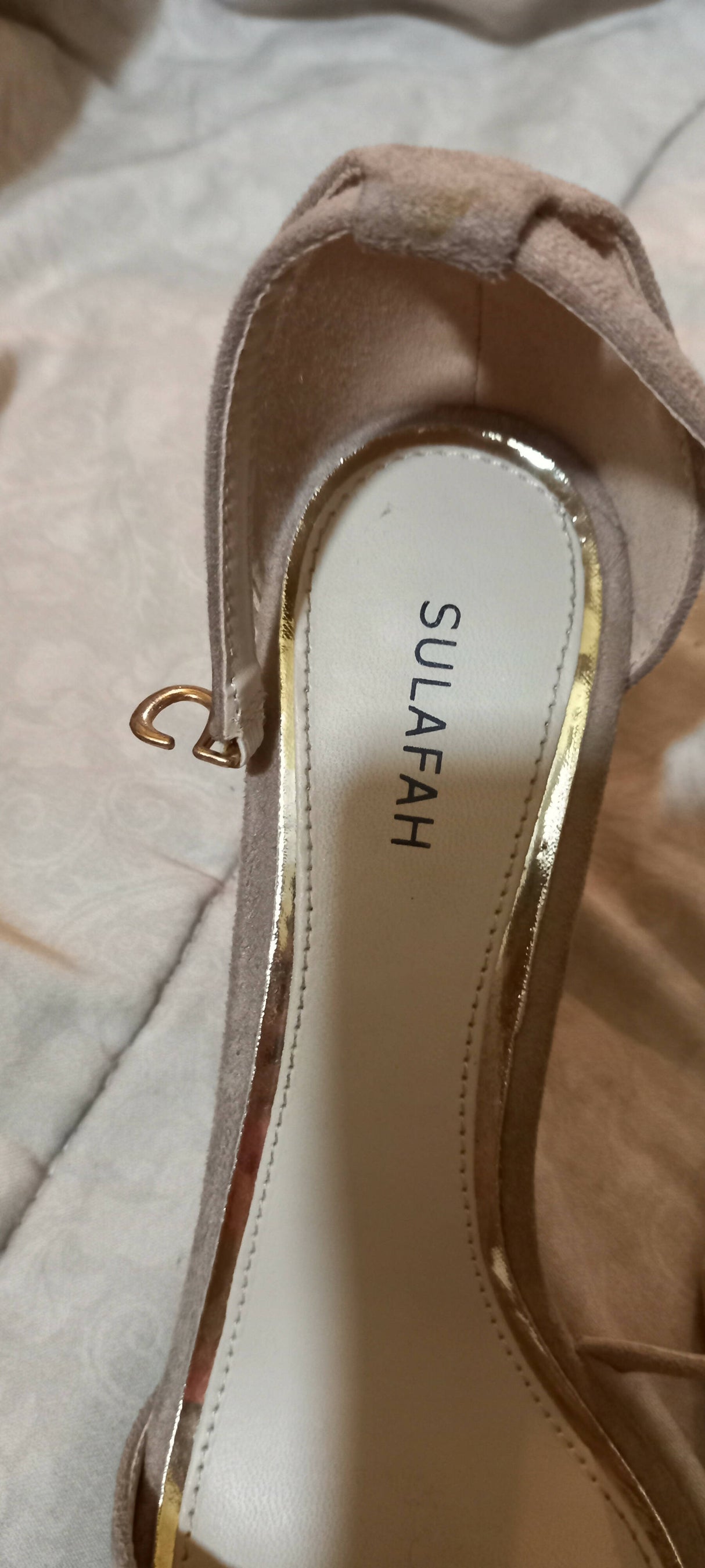 Sulafah | Beige Pencil Heel Formal Sandal | Women Shoes | Size: 10 | Worn Once