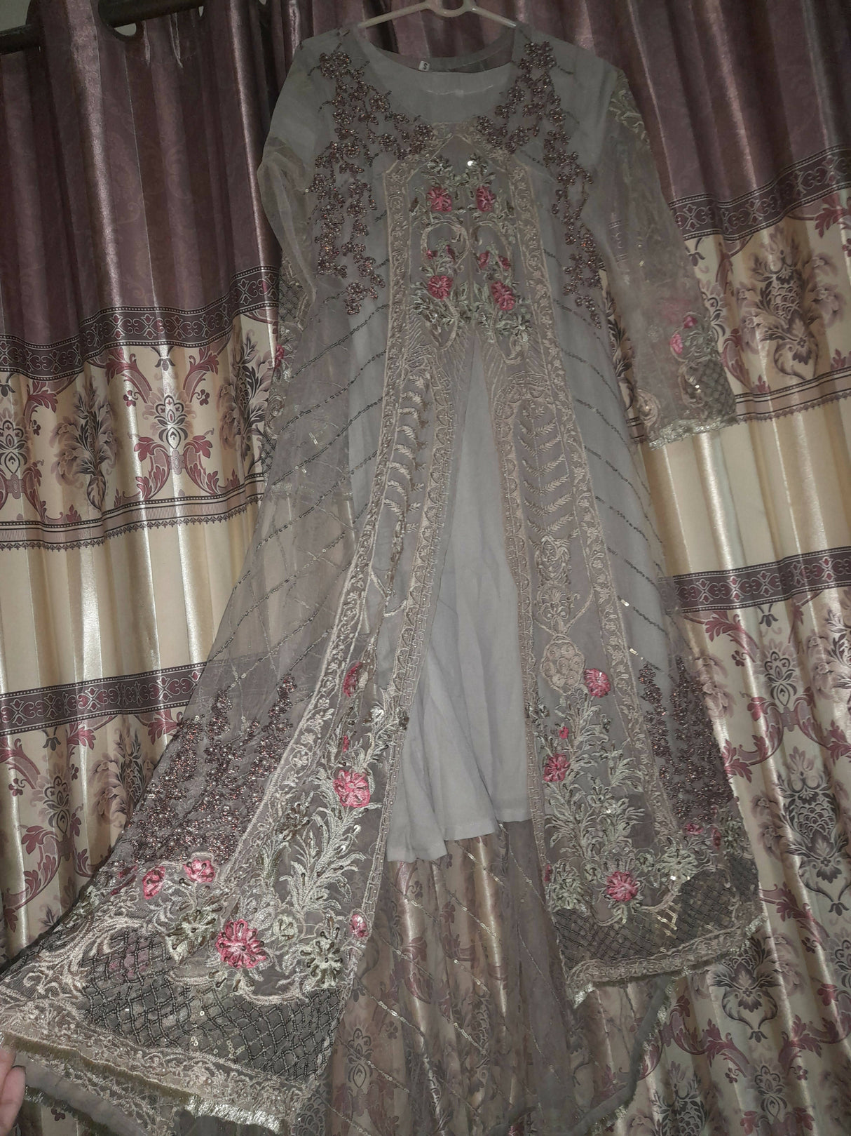 Grey Net Frock | Women Frocks & Maxis | Small | Preloved