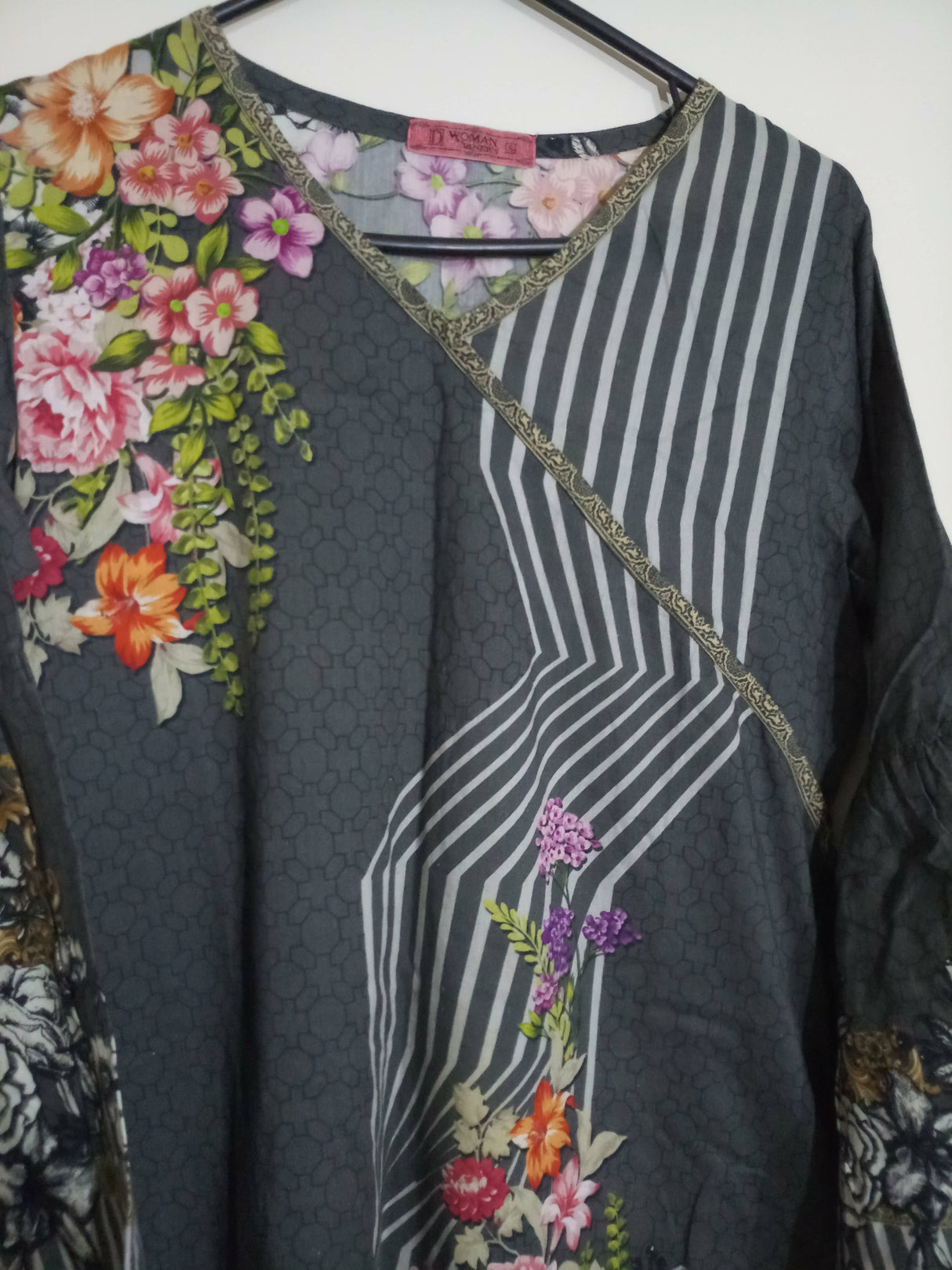 Diners | Floral Black Kurta | Women Branded Kurta | Small | Preloved