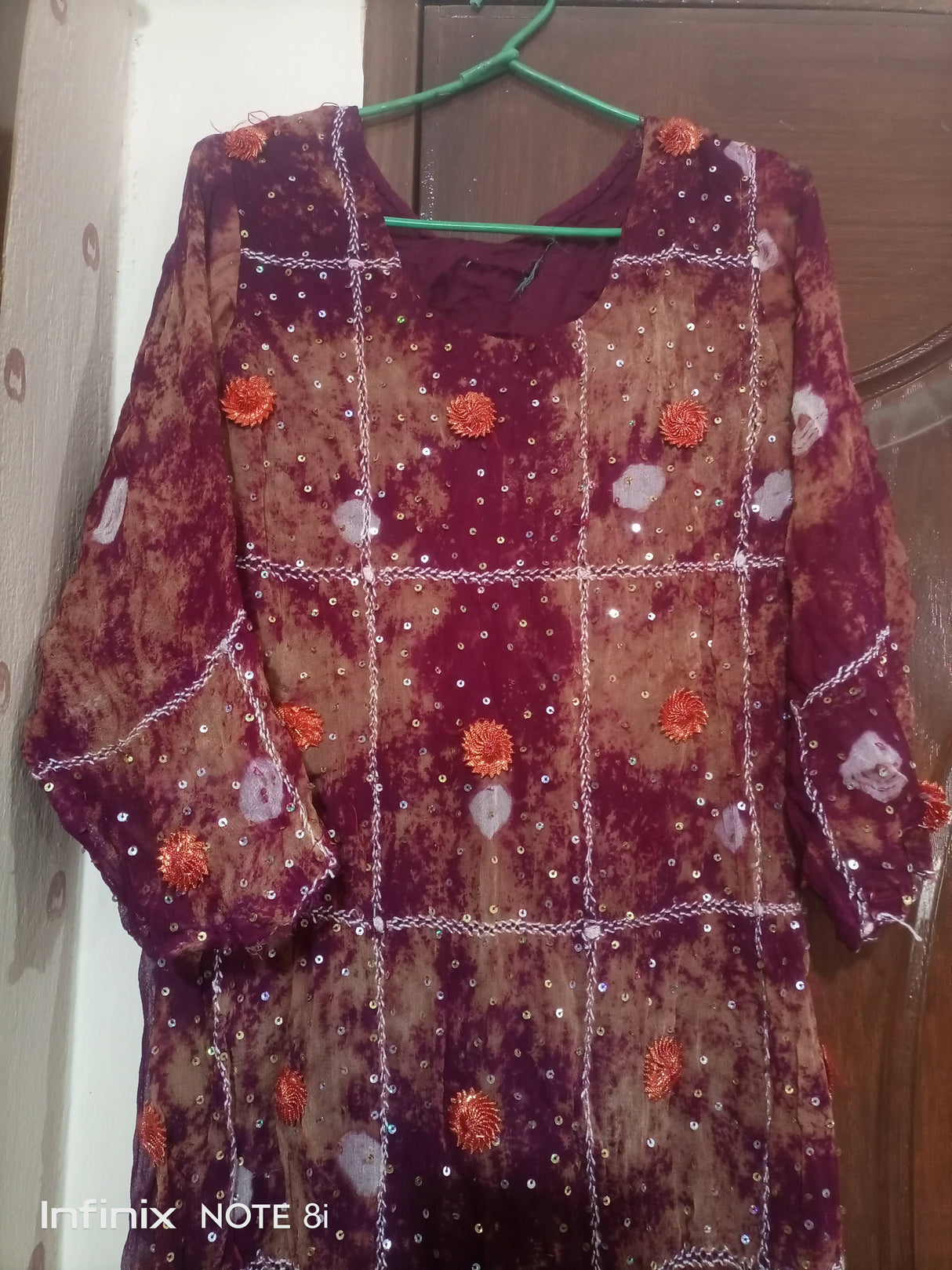 Three Piece Chunri Chiffon Suit | Women Locally Made Formals | Medium | Worn Once