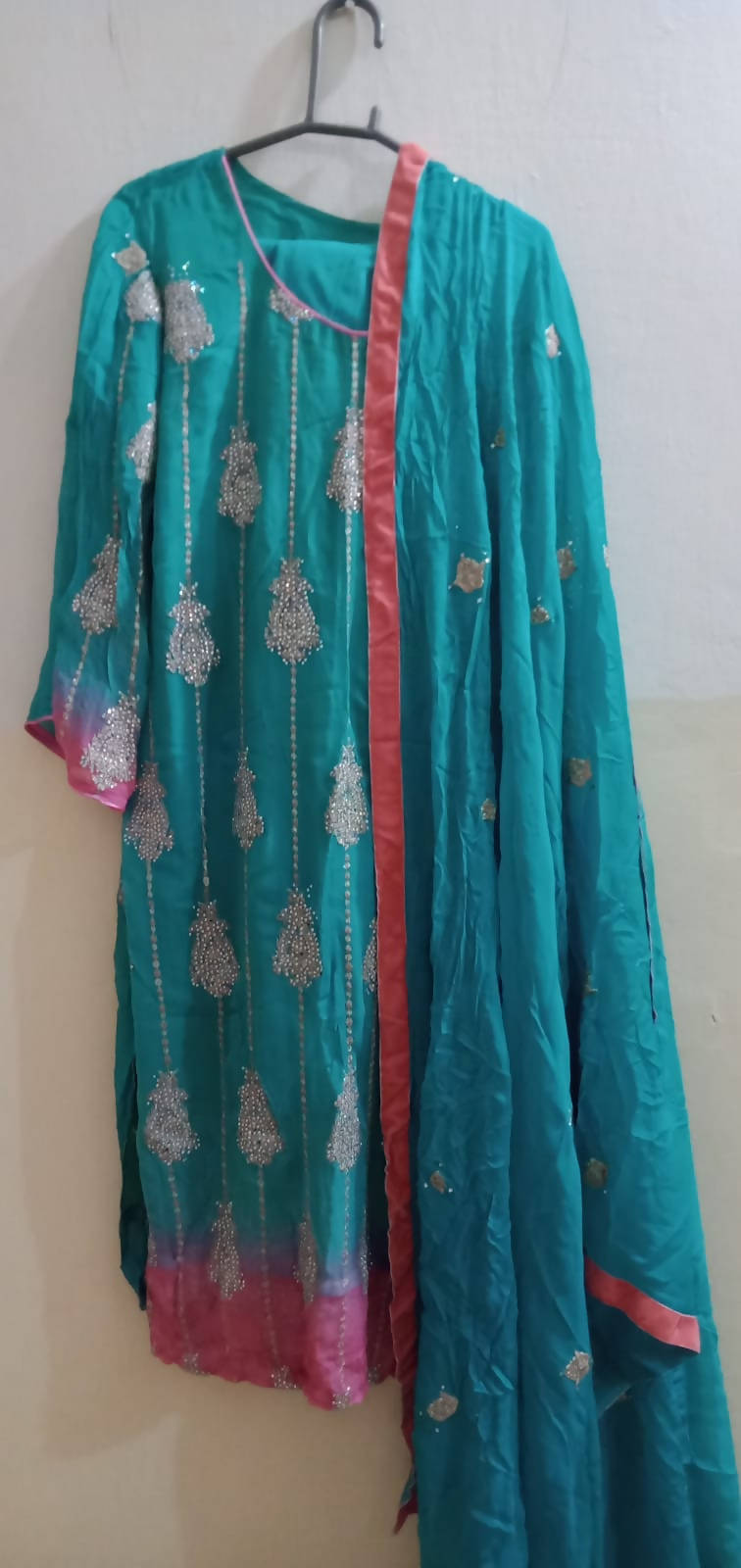 Sea Green Pure chiffon Suit | Women Locally Made Formals | Medium | Preloved