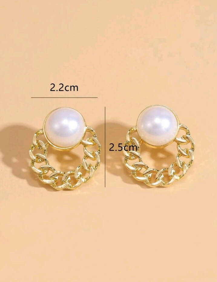 SHEIN | Faux Pearl Decor Hoop Earrings| Women Jewelry | Brand New