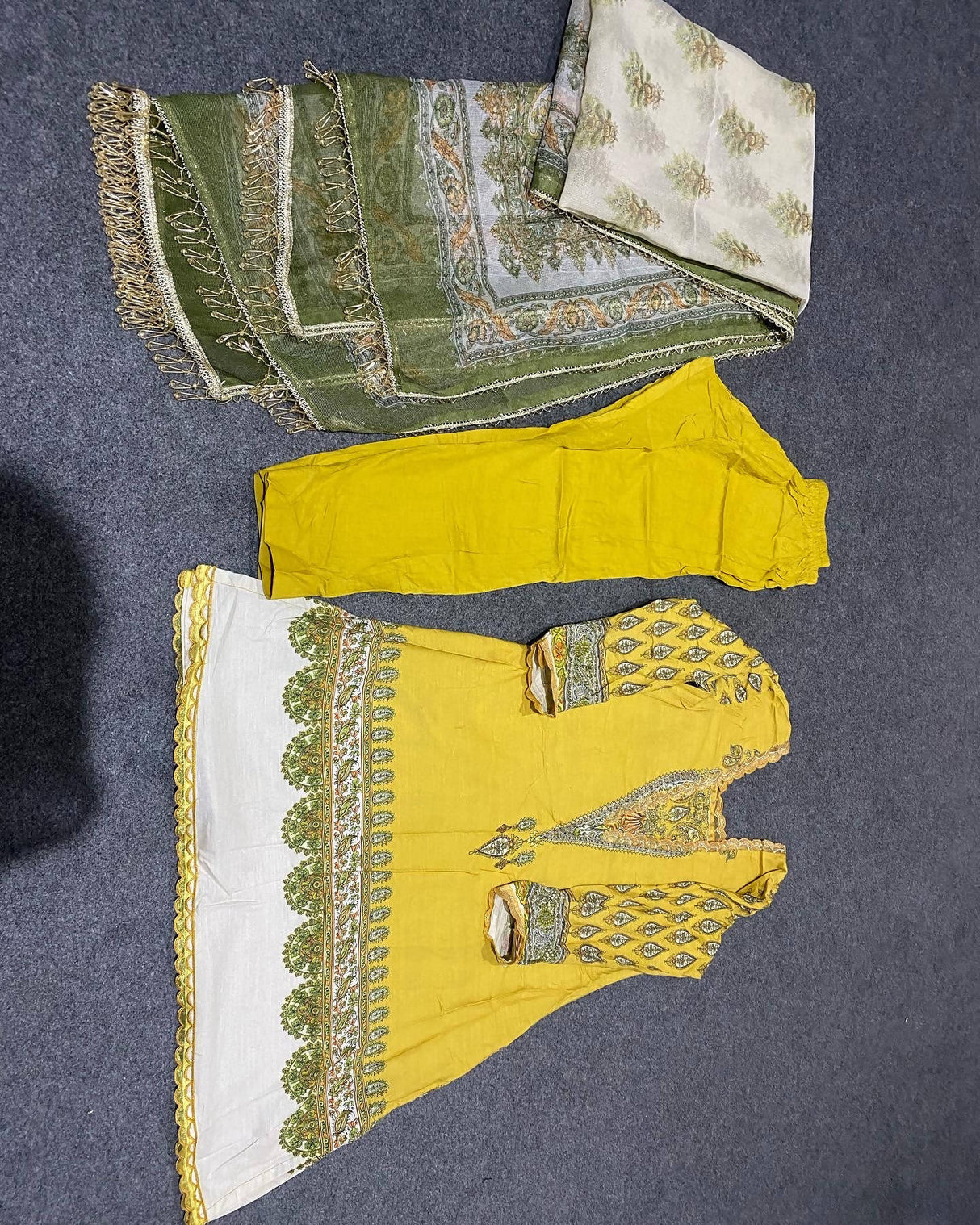 Ethnic | Mustard 3Pc Embellished suit | Women Branded Kurta | Small | Worn Once