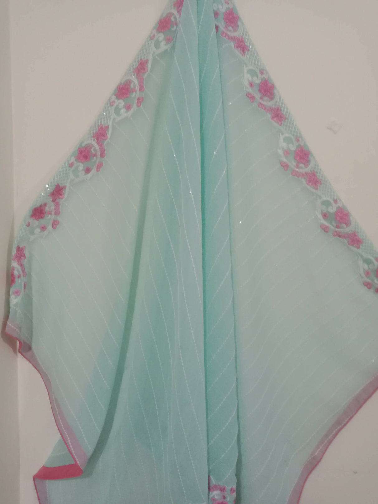 Embroidered Chiffon Light Blue Kameez Dupatta | Women Locally Made Formals | X-Large | New