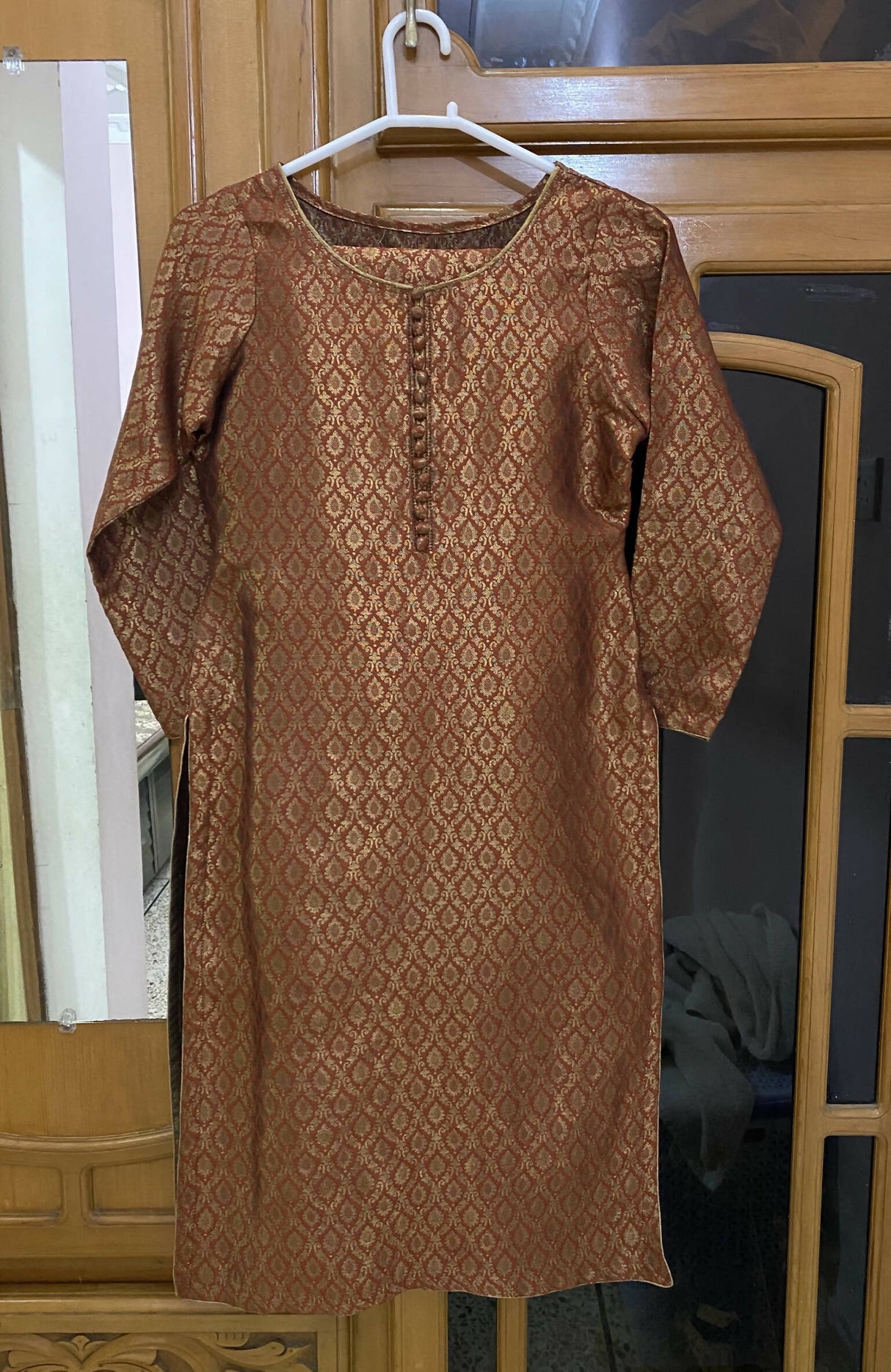 Rust 3 pc Jamavar Suit| Women Locally Made Formals | Small | Worn Once