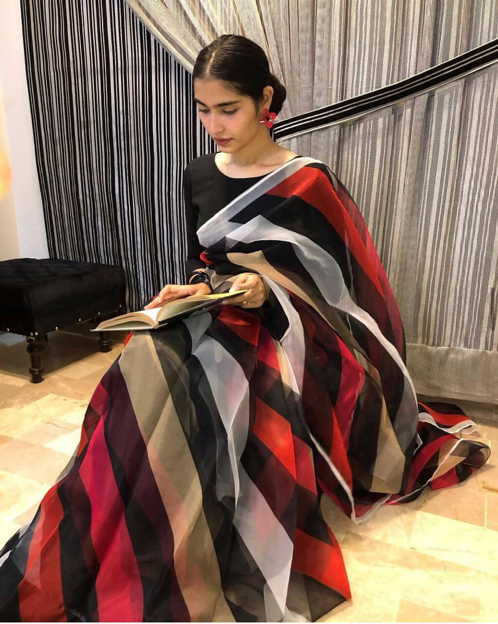 Stitched Saree 3 PC | Women Sarees | Women Locally Made Formals| Medium | New