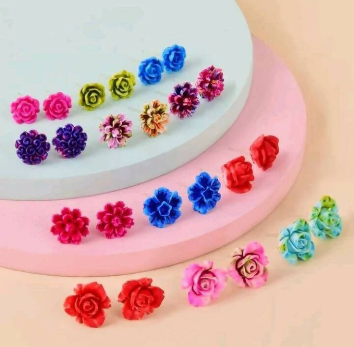 SHEIN | Colorful 18 pairs flower stud earrings | Women Jewelry | Brand New