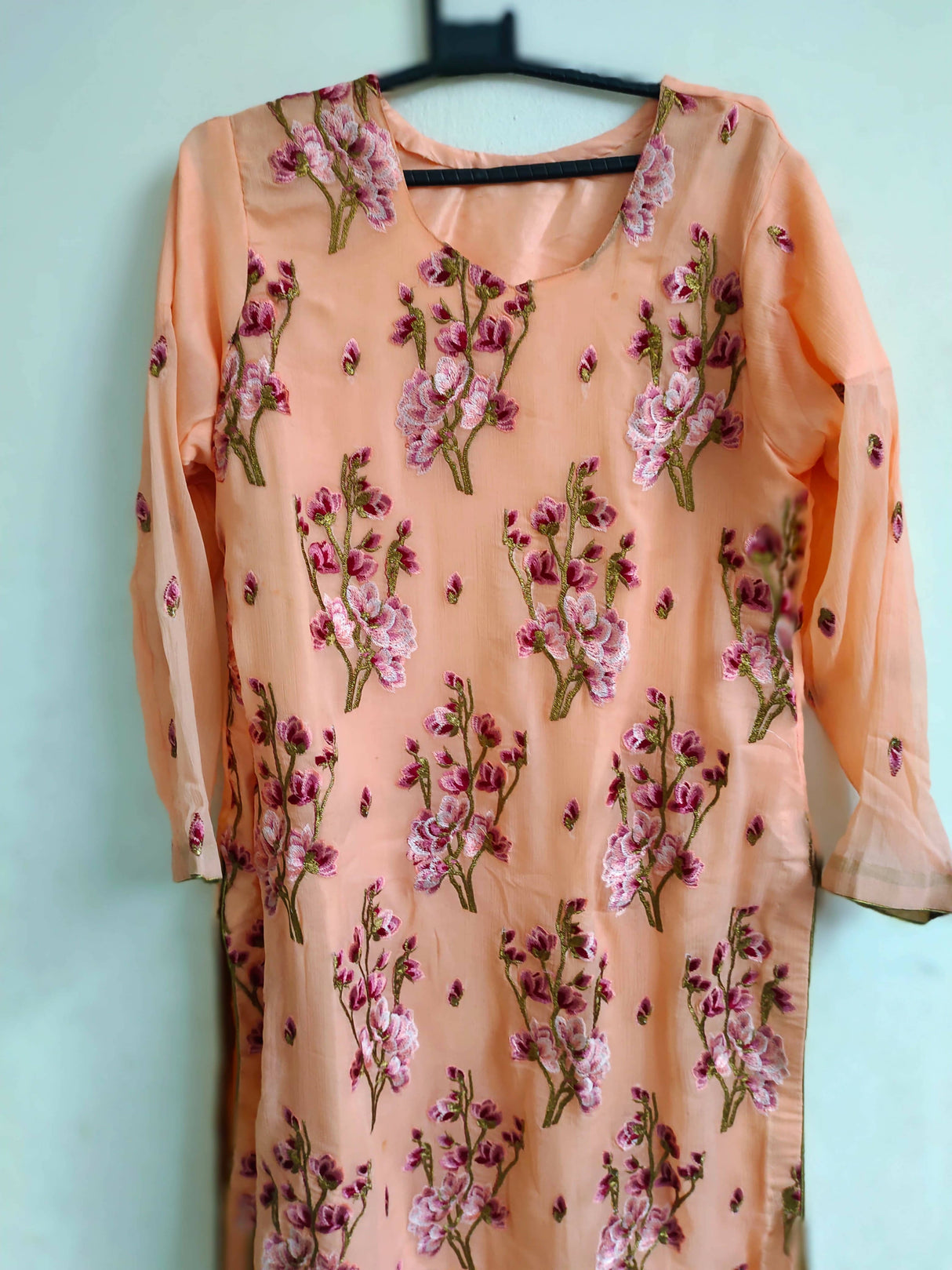 3 Pc Peach Party wear chiffon Embroidered Suit | Women Locally Made Formals | Medium |New