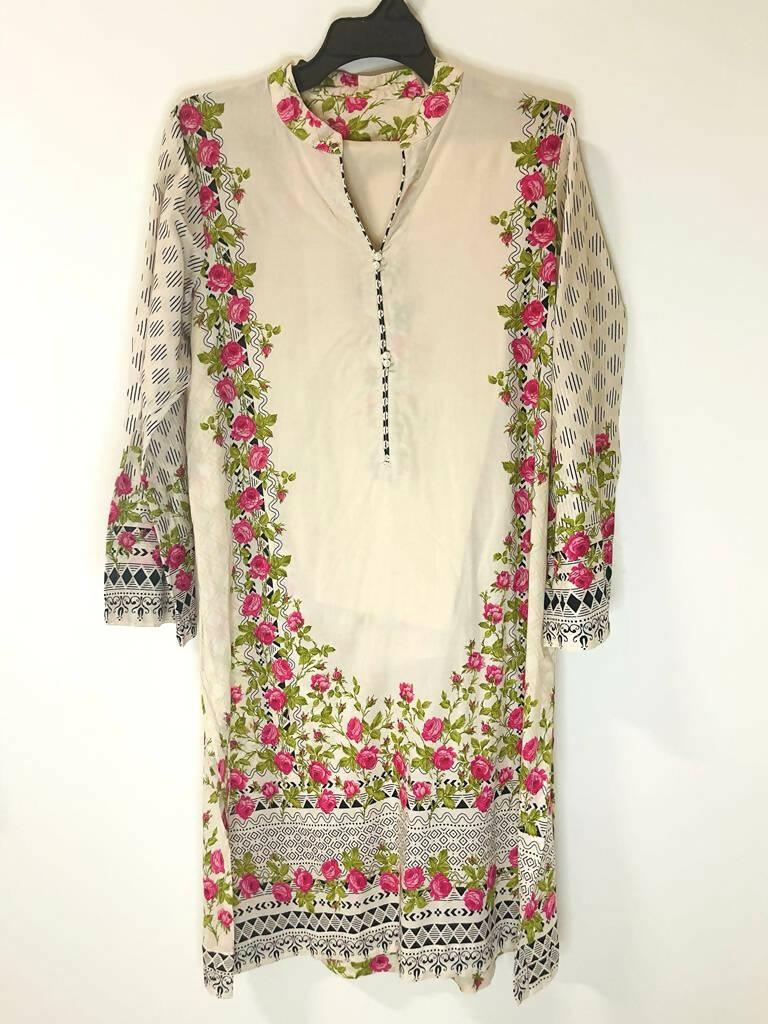 Beige Floral suit | Women Locally Made Kurta | Preloved