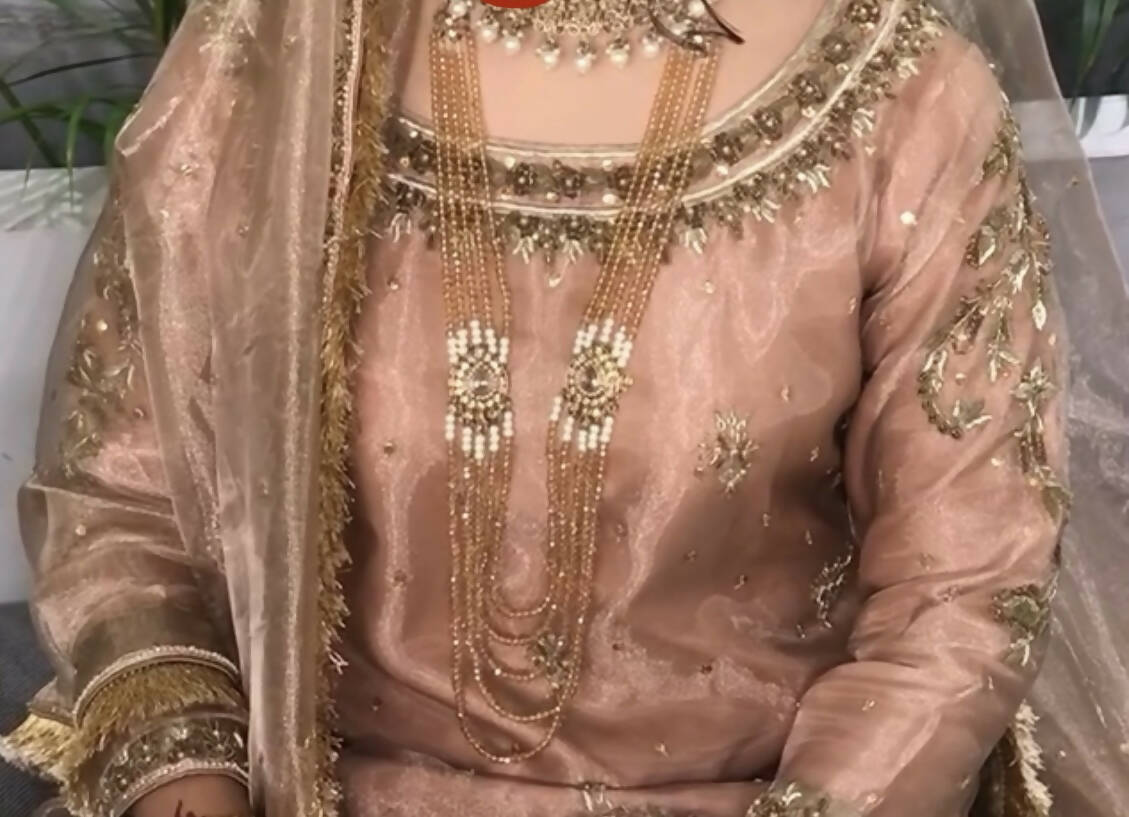 Meena Kari | Stunning Ivory Pink Suit | Women Bridals | Small | Preloved