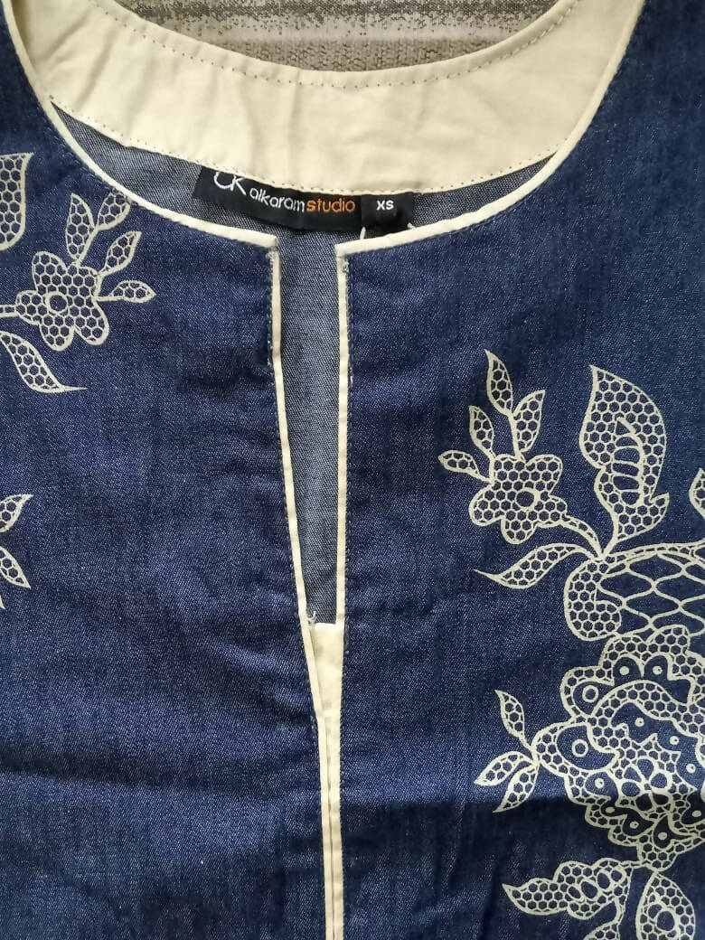 Alkaram | Blue Printed Kurta | Women Branded Kurta | XSmall | New