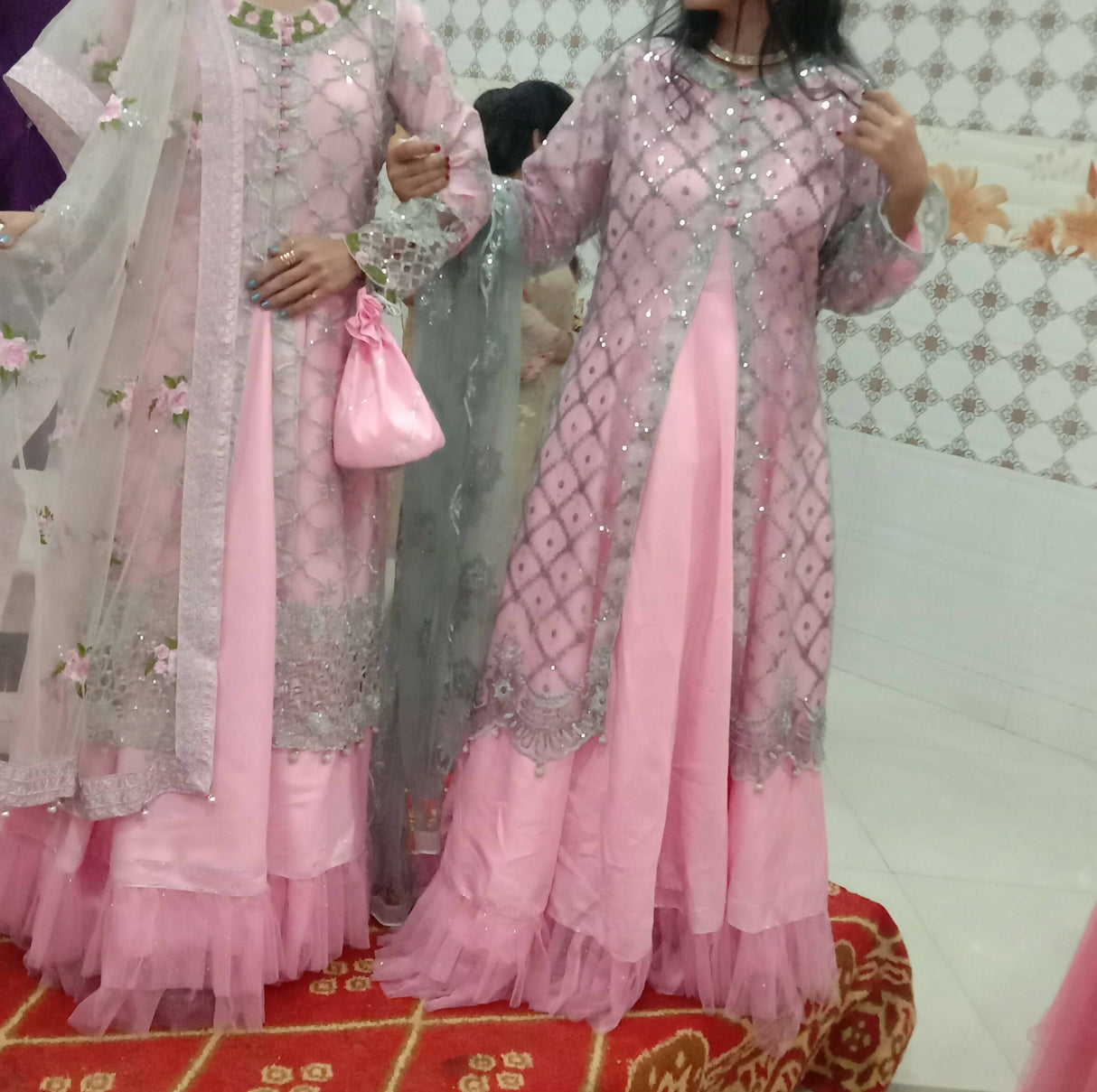 Pink Maxi with Embroidered upper | Women Frocks & Maxis | Medium | Worn Once