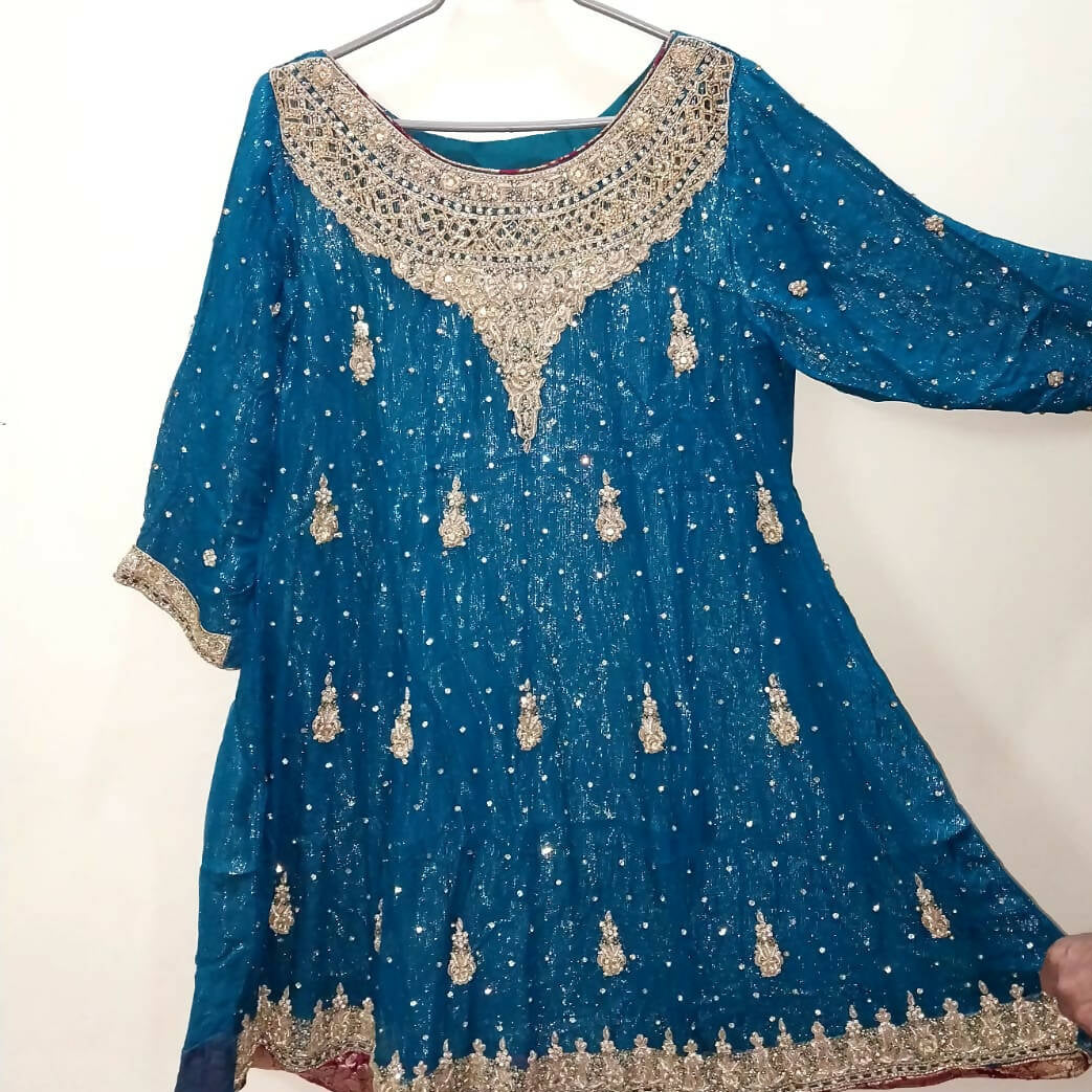 Stylish Teal color Party wear Dress | Women Locally Made Formals | Large | Preloved