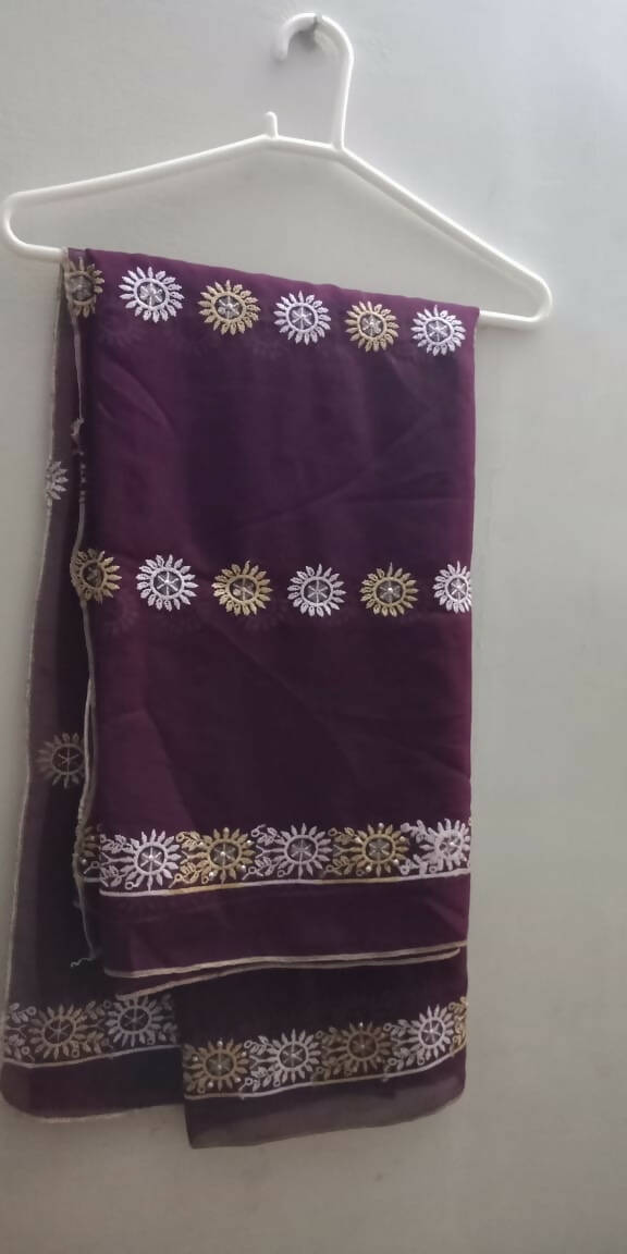Purple Color Embroidery Frock | Women Frocks & Maxis | Large | Worn Once
