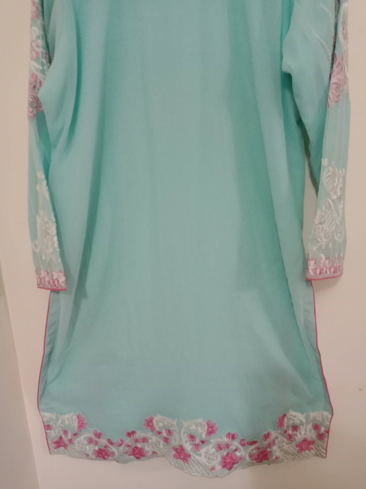 Embroidered Chiffon Light Blue Kameez Dupatta | Women Locally Made Formals | X-Large | New