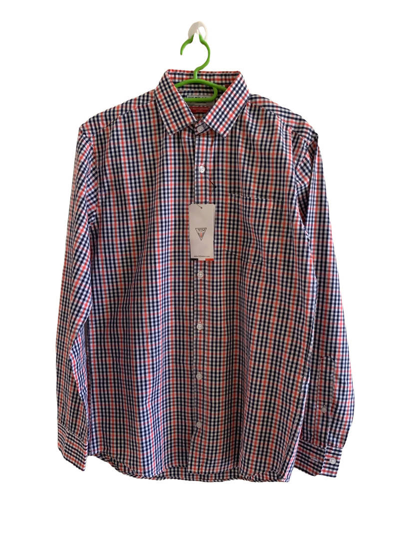 Red Blue Checkered Button Down Shirt | Men T-Shirts & Shirts | Brand New with Tags
