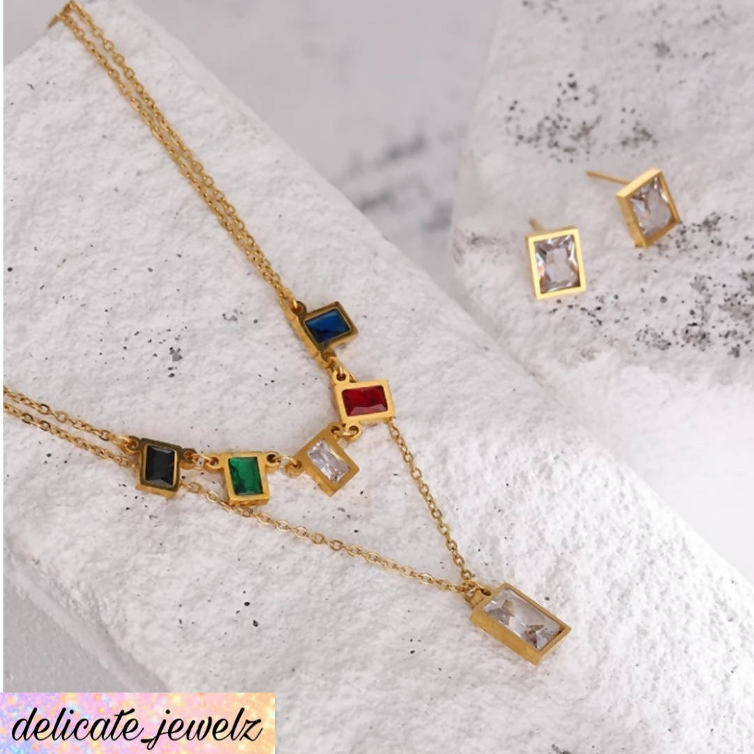 Gold Plated Zirconia Set | Women Jewelry | Necklaces & Pandants | New