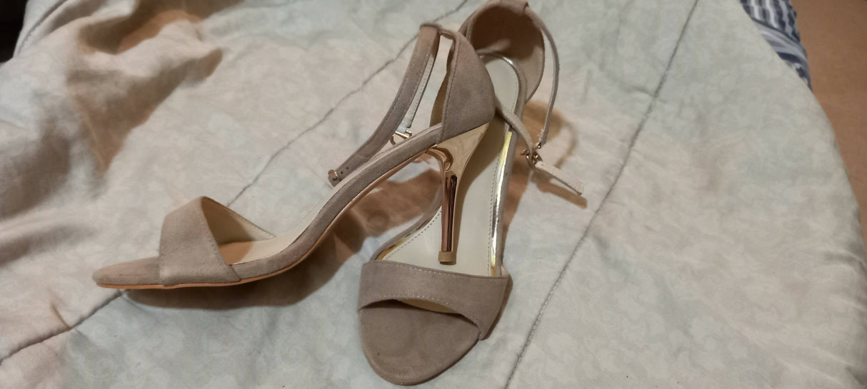 Sulafah | Beige Pencil Heel Formal Sandal | Women Shoes | Size: 10 | Worn Once
