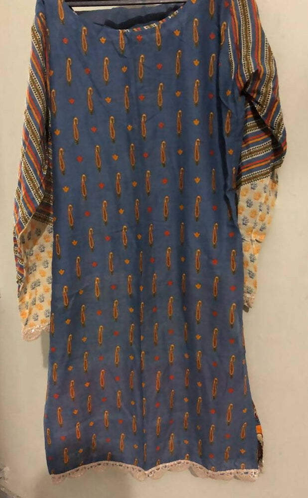 Gul Ahmed | Blue Self Stitched 2 Pc Suit | Women Branded Kurta | Medium | Preloved