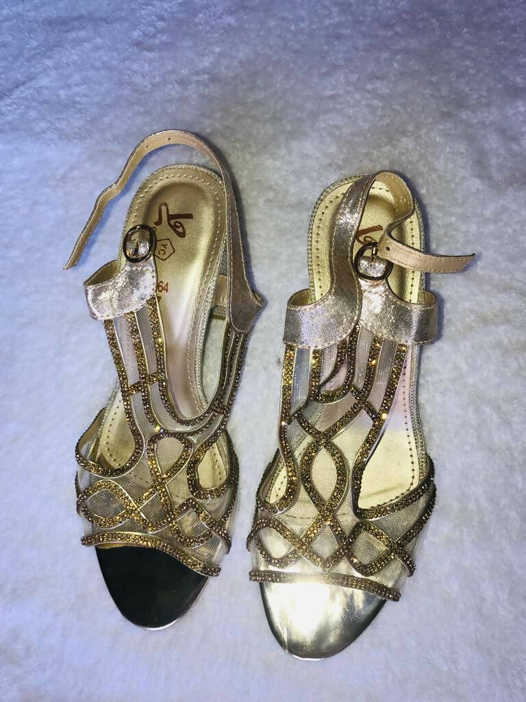 Bridal Golden heels | Women Shoes | Size: 7 | Worn Once