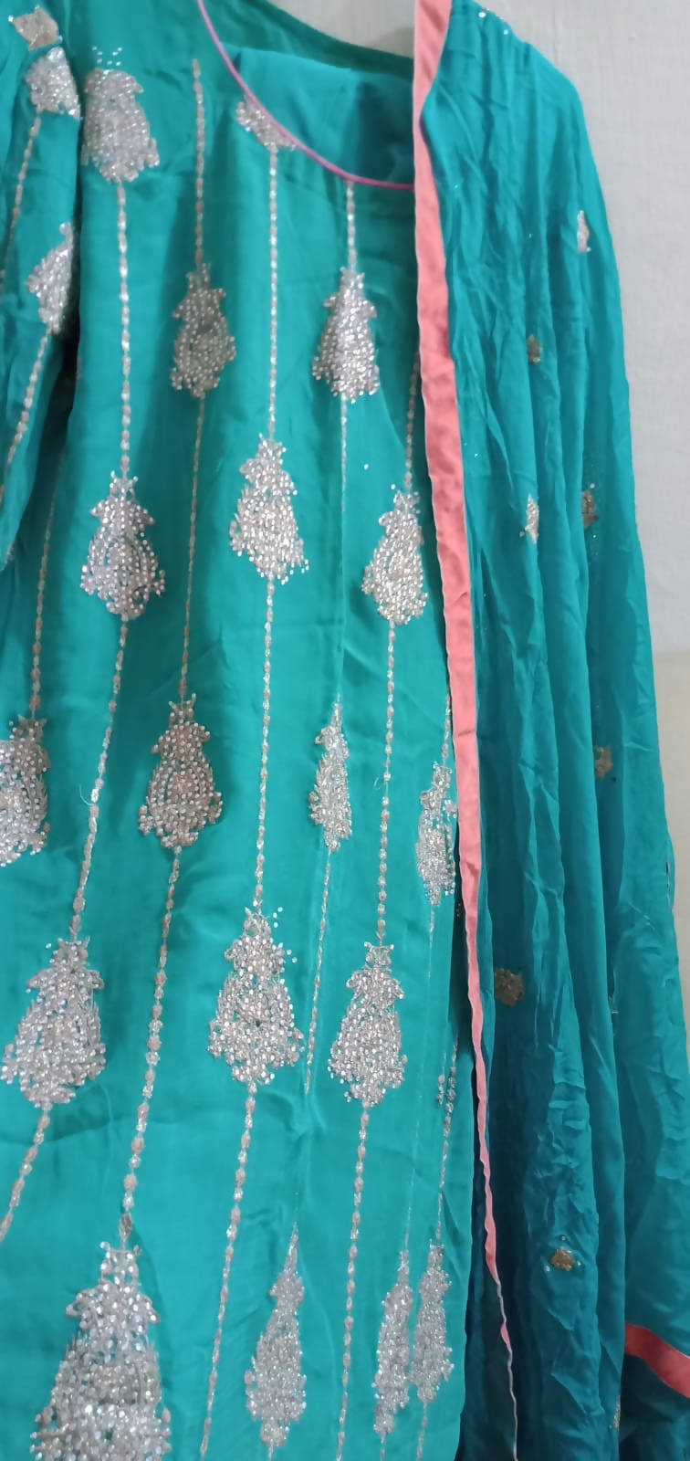 Sea Green Pure chiffon Suit | Women Locally Made Formals | Medium | Preloved