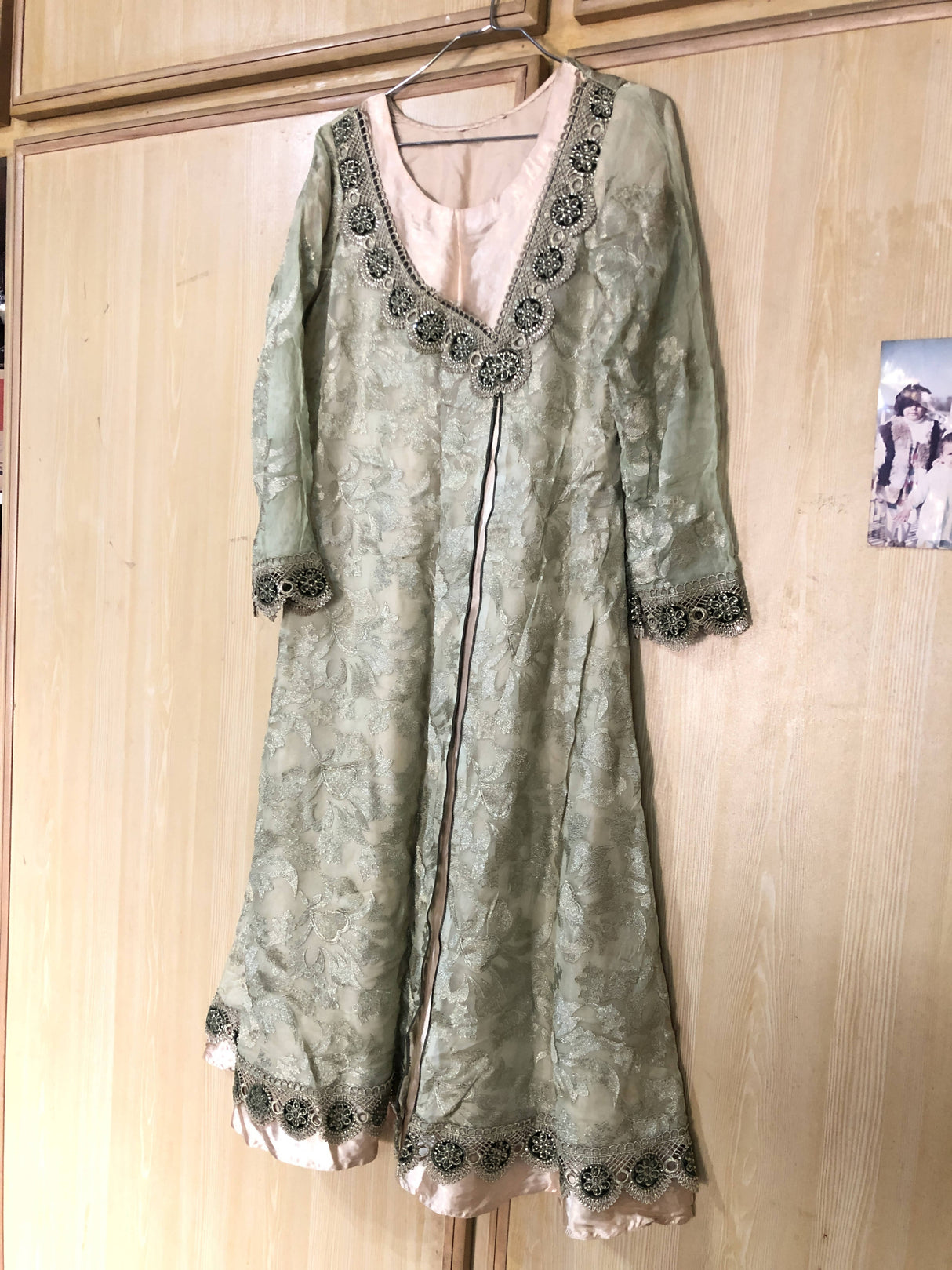 Green Silk 3Pcs | Women Frocks & Maxis | Small | Worn Once