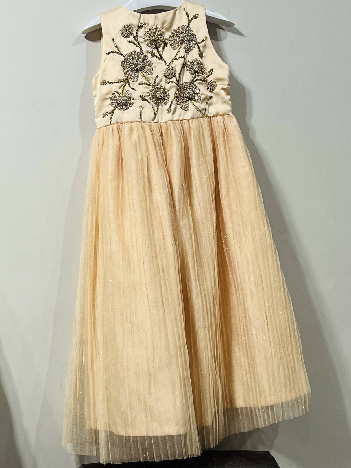 Minnie Minor | Beige Silk and Net Frock | Kids | Girls Skirts & Dresses | 18 to 24 Months |Preloved