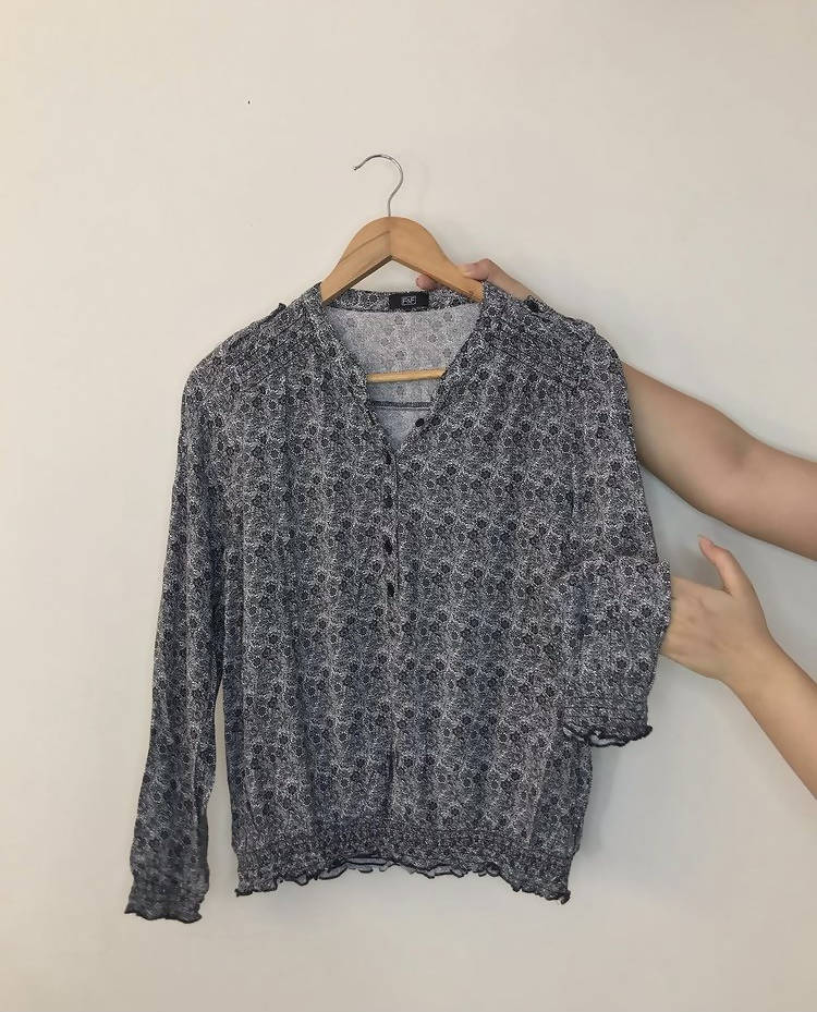 F&F | Black Floral Printed Shirt | Women Tops & Shirts | Small | Preloved