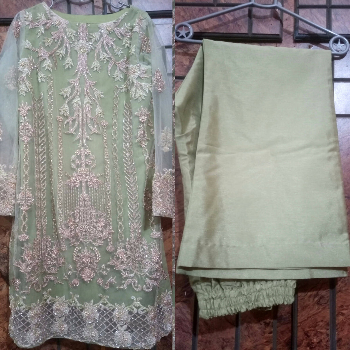 Pistachio Embroidered Shirt | Women Locally Made Formals | Small | Worn Once