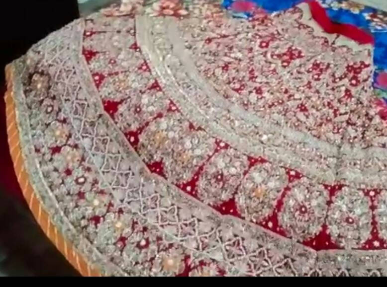 Red with rust fully heavy embroidered Barat Suit | Women Bridals | Large | Worn once