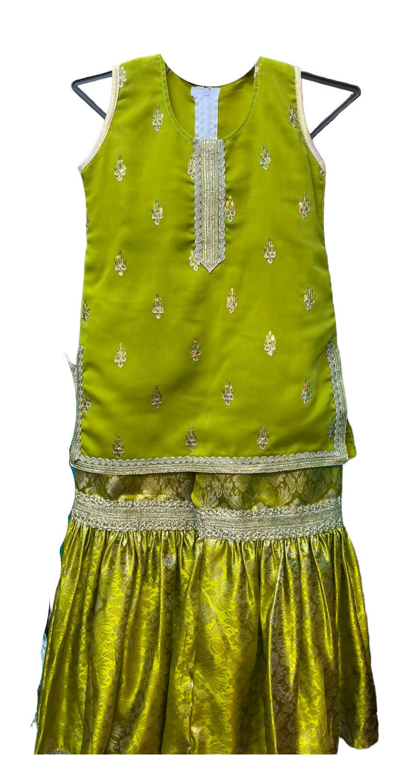 Green Gharara | Kids |Girls Shalwar Kameez | Size: 1-7 Yrs | Brand New