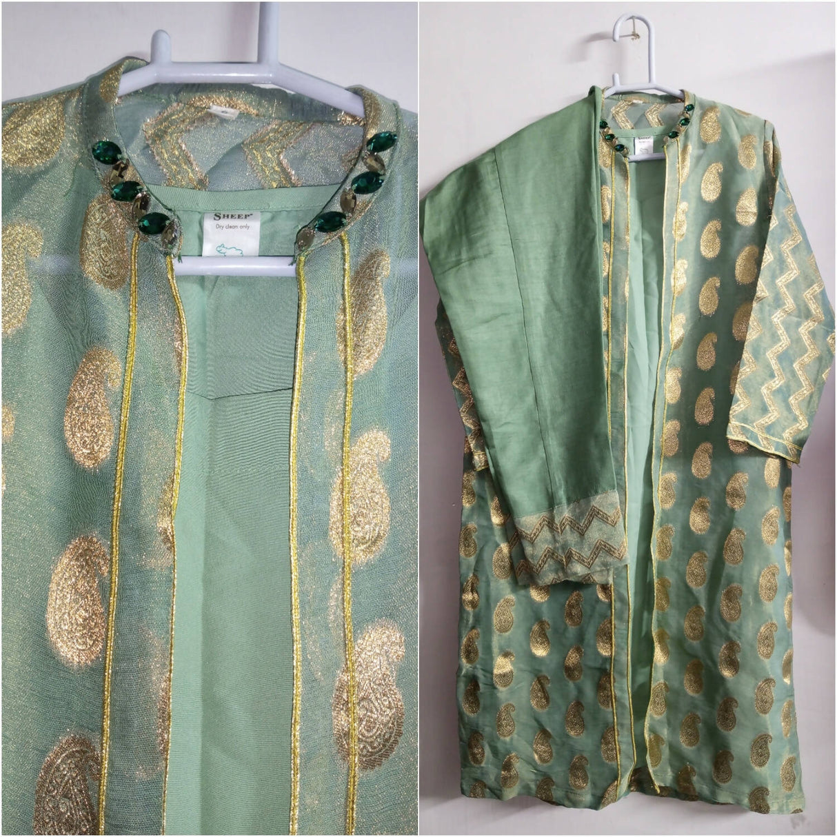 Sheep | Jamawar Organza 2 PC | Women Branded Formals | Small | Preloved