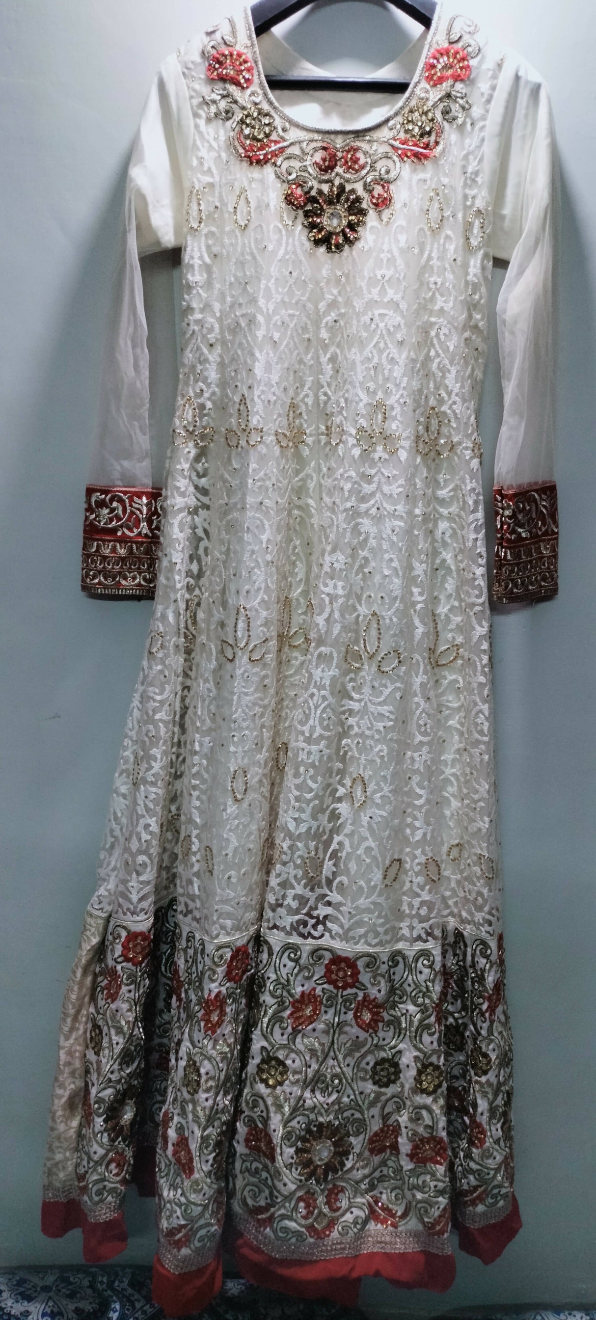 Red & White Maxi | Women Frocks & Maxis | Medium | Worn Once