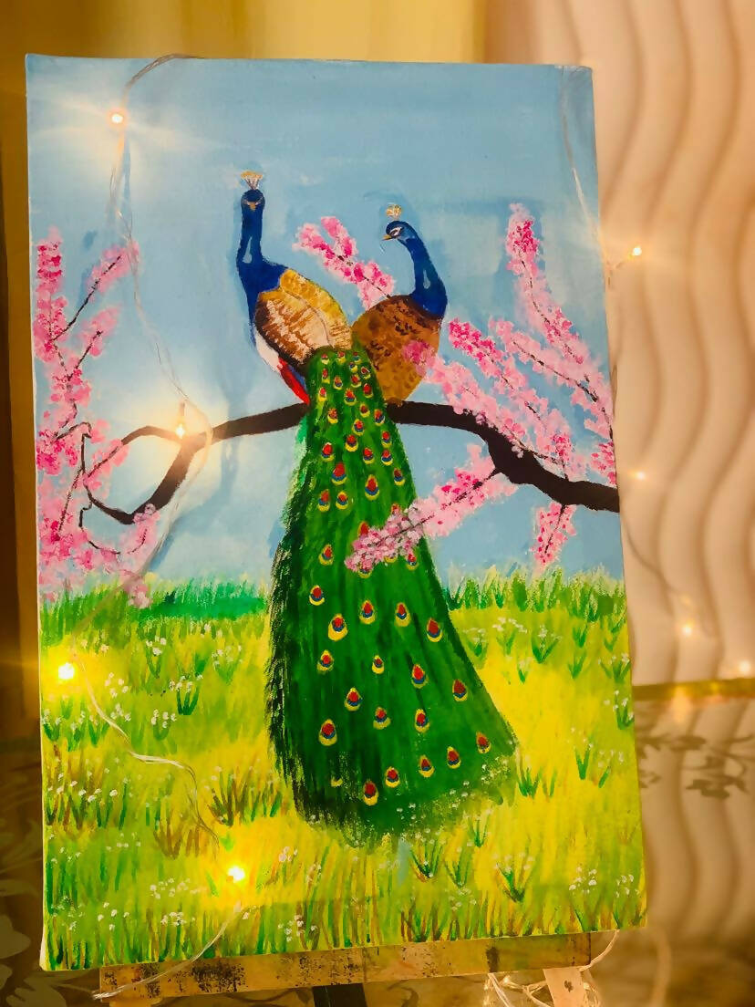 2 Peacock Wooden Canvas Painting | For Your Home | Home & Decor | New