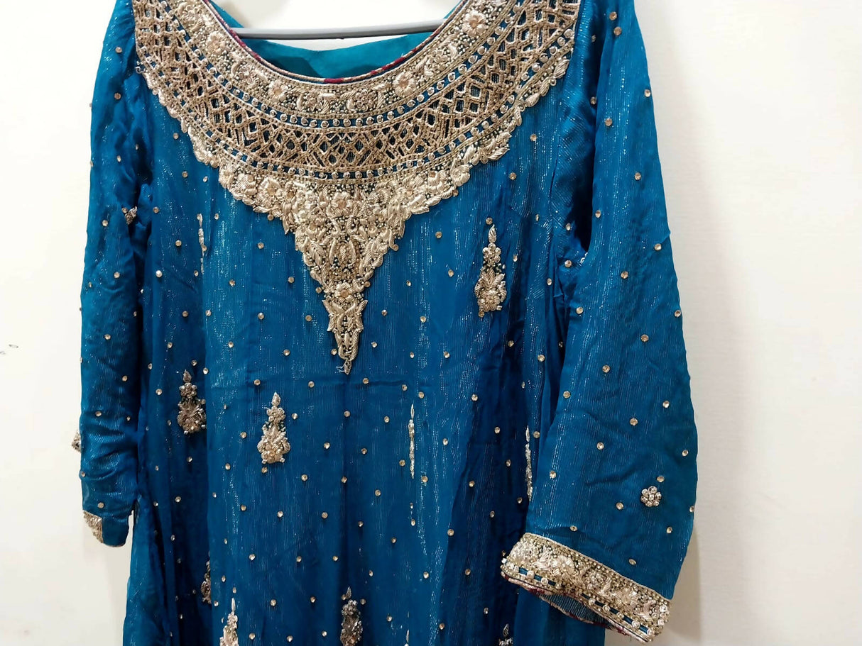 Stylish Teal color Party wear Dress | Women Locally Made Formals | Large | Preloved