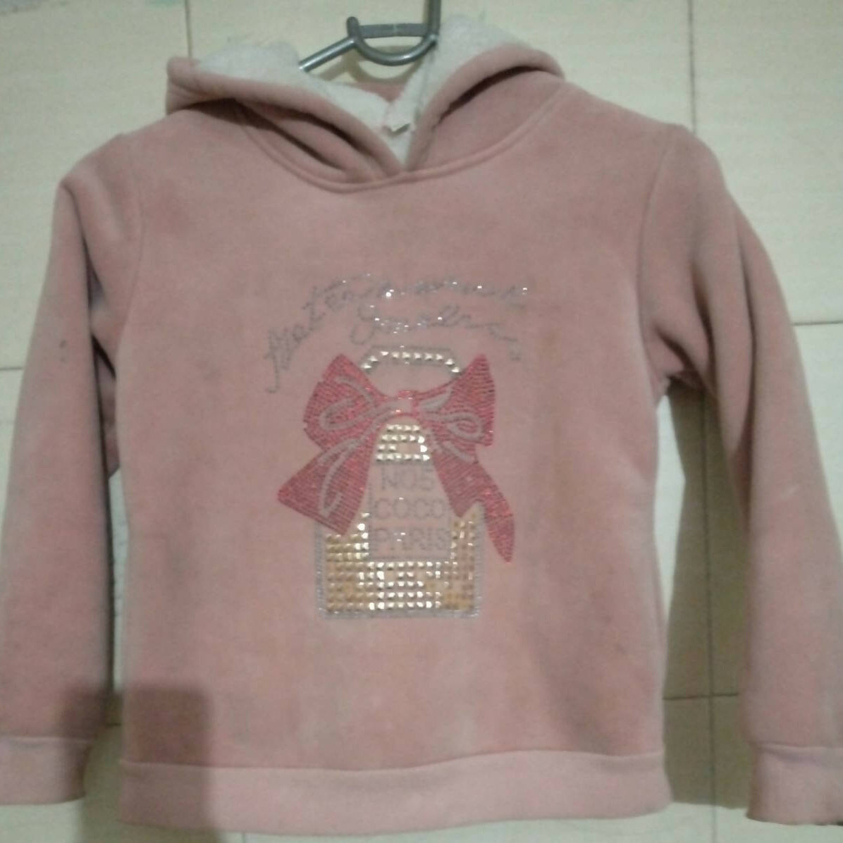 گلابی مخمل ہوڈی | بچوں کے موسم سرما | سائز: 24 | پریلوڈ