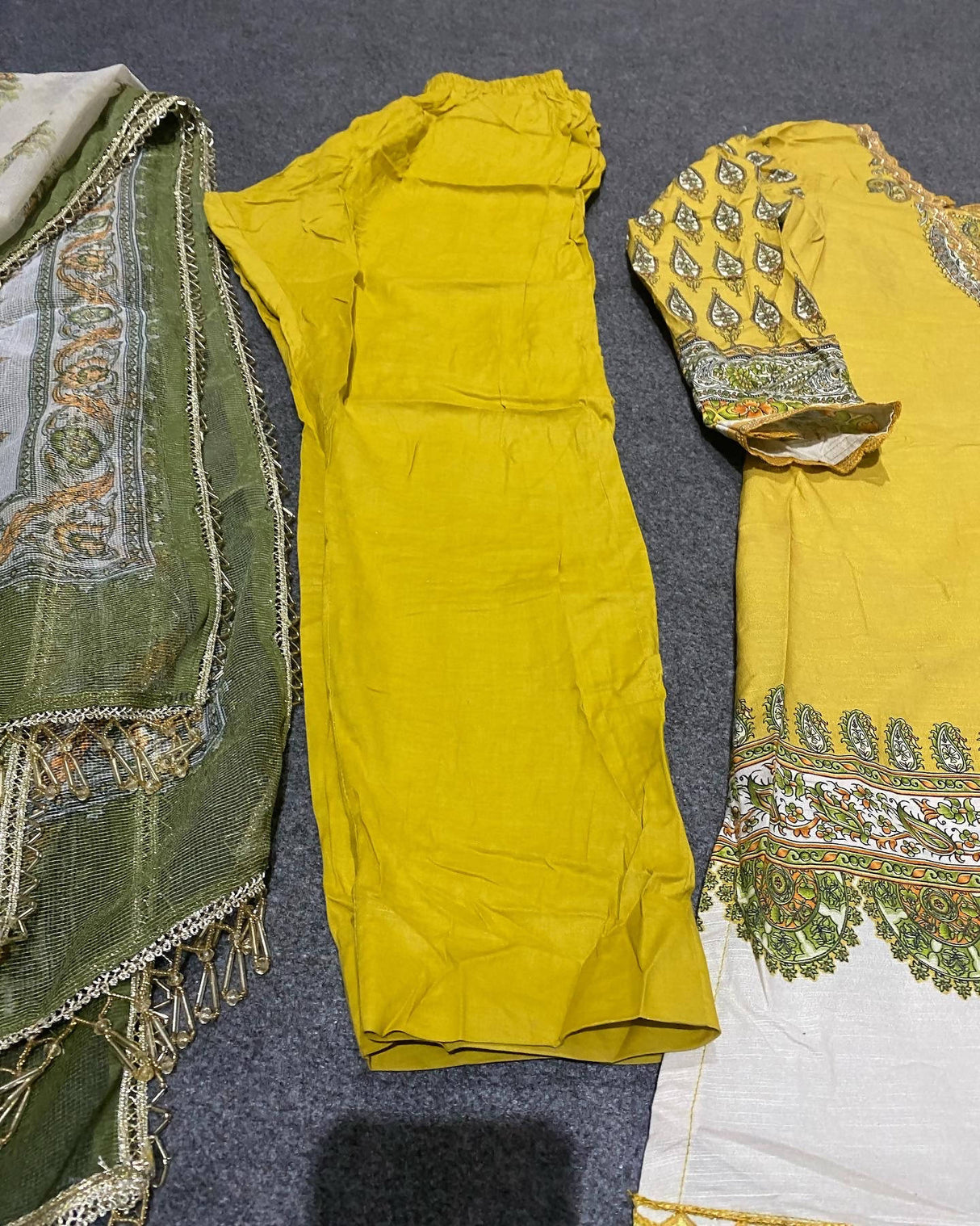 Ethnic | Mustard 3Pc Embellished suit | Women Branded Kurta | Small | Worn Once