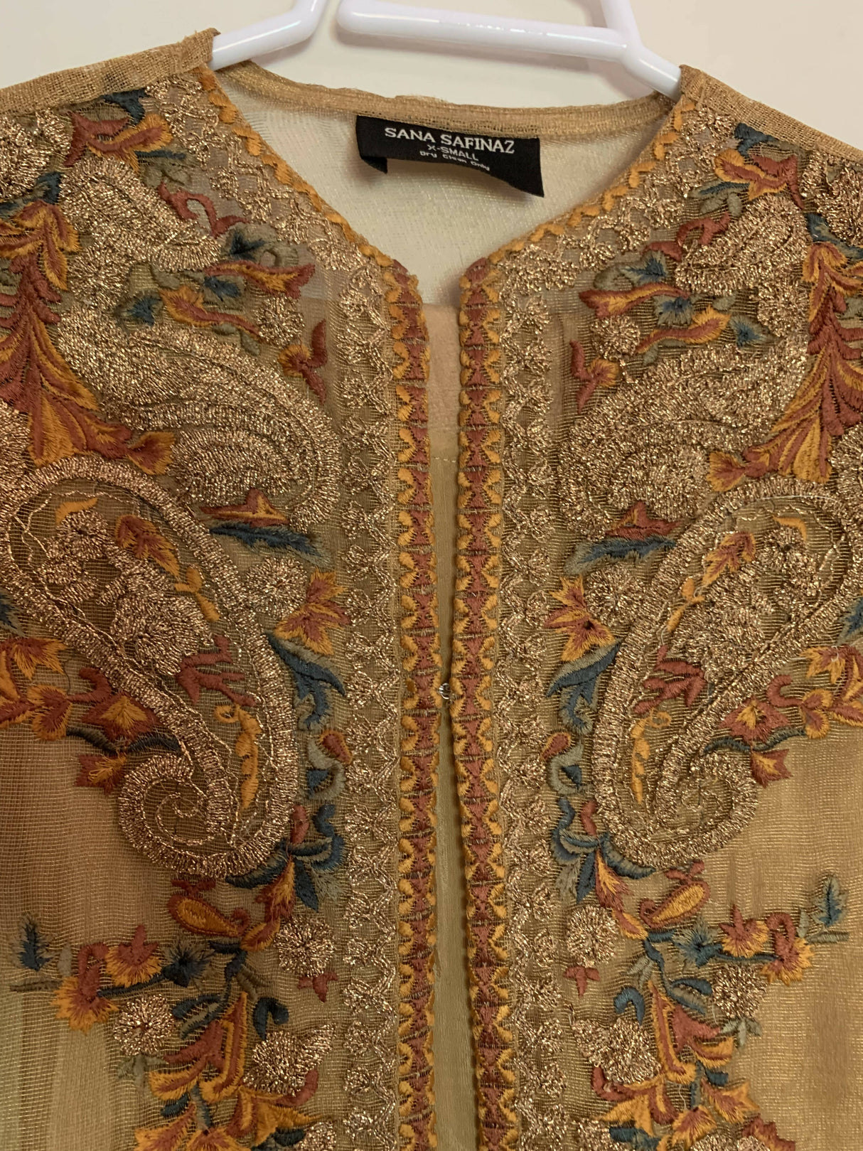 Sana Safinaz Pret | Beige 4Pc | Women Branded Formals | X-Small | Worn Once