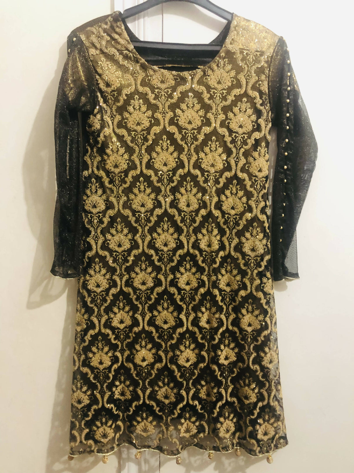 Golden black shirt | Women Locally Made Formals | Small | Worn Once
